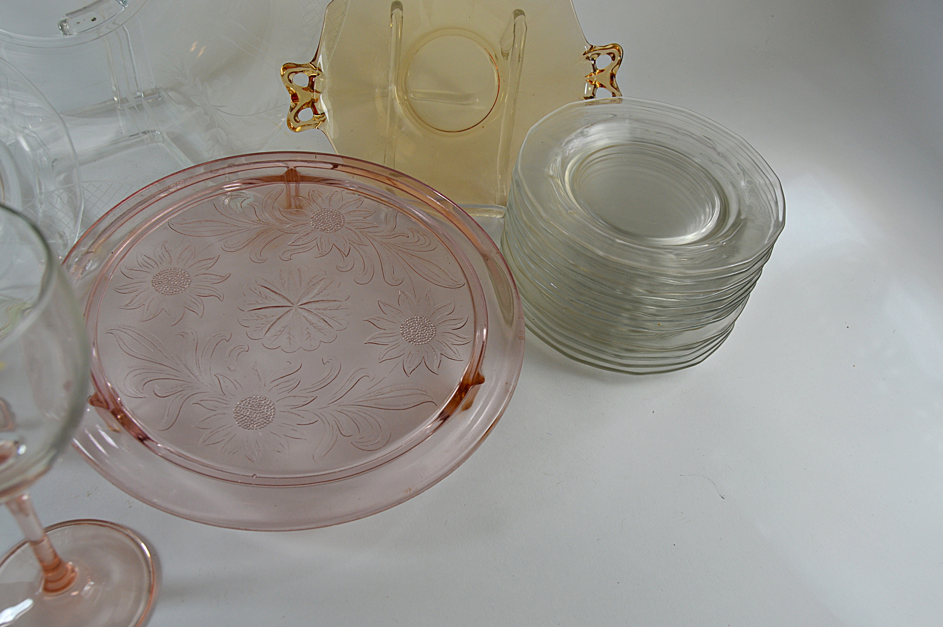 Vintage Pink and Clear Depression Glass