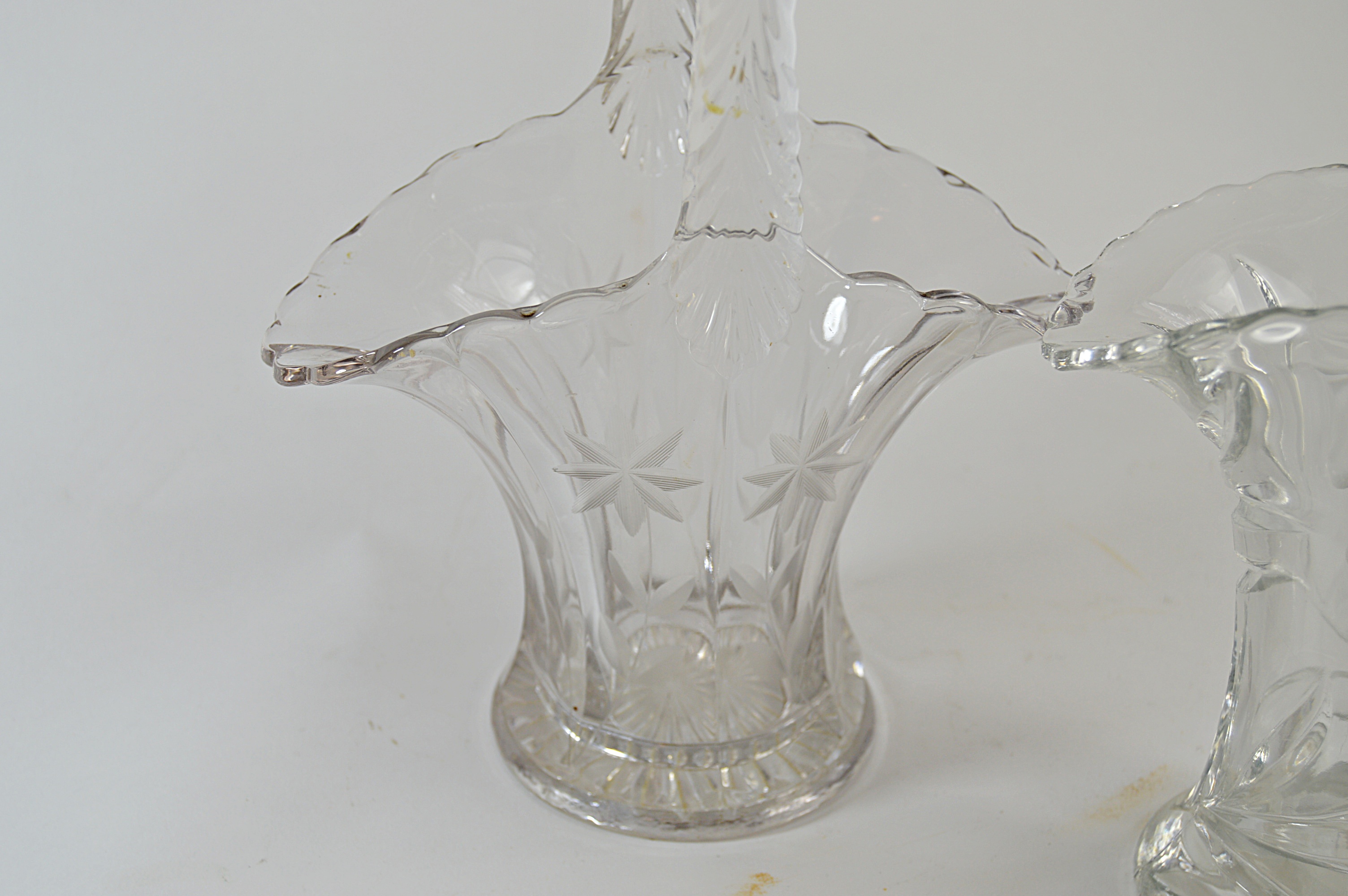 Vintage Pressed Glass Basket Vases