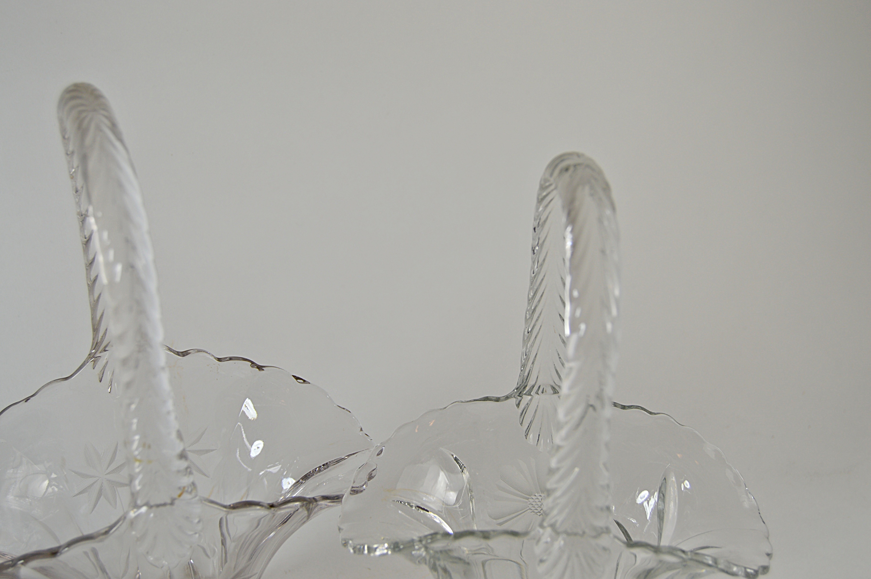 Vintage Pressed Glass Basket Vases