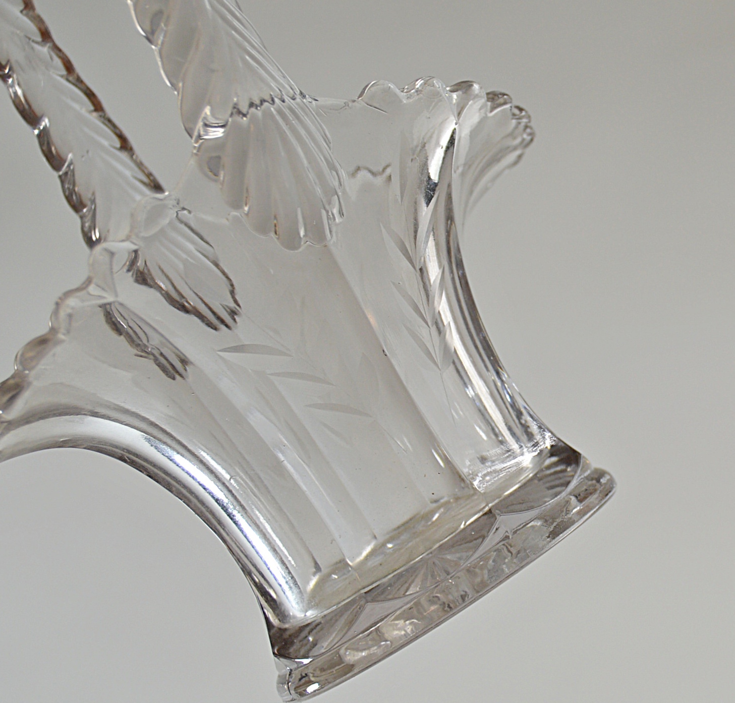 Vintage Pressed Glass Basket Vases