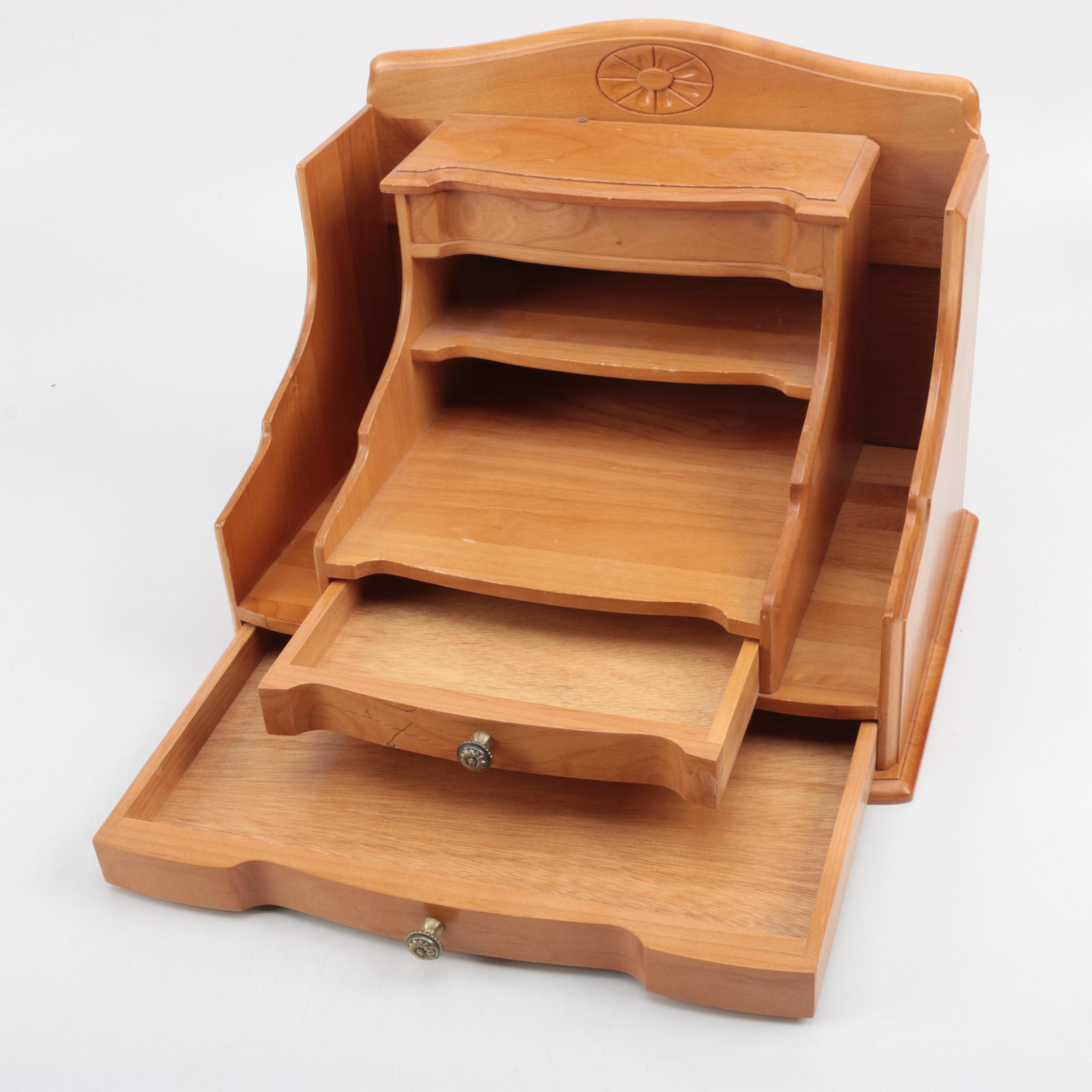 Wooden Desk Top Organizer