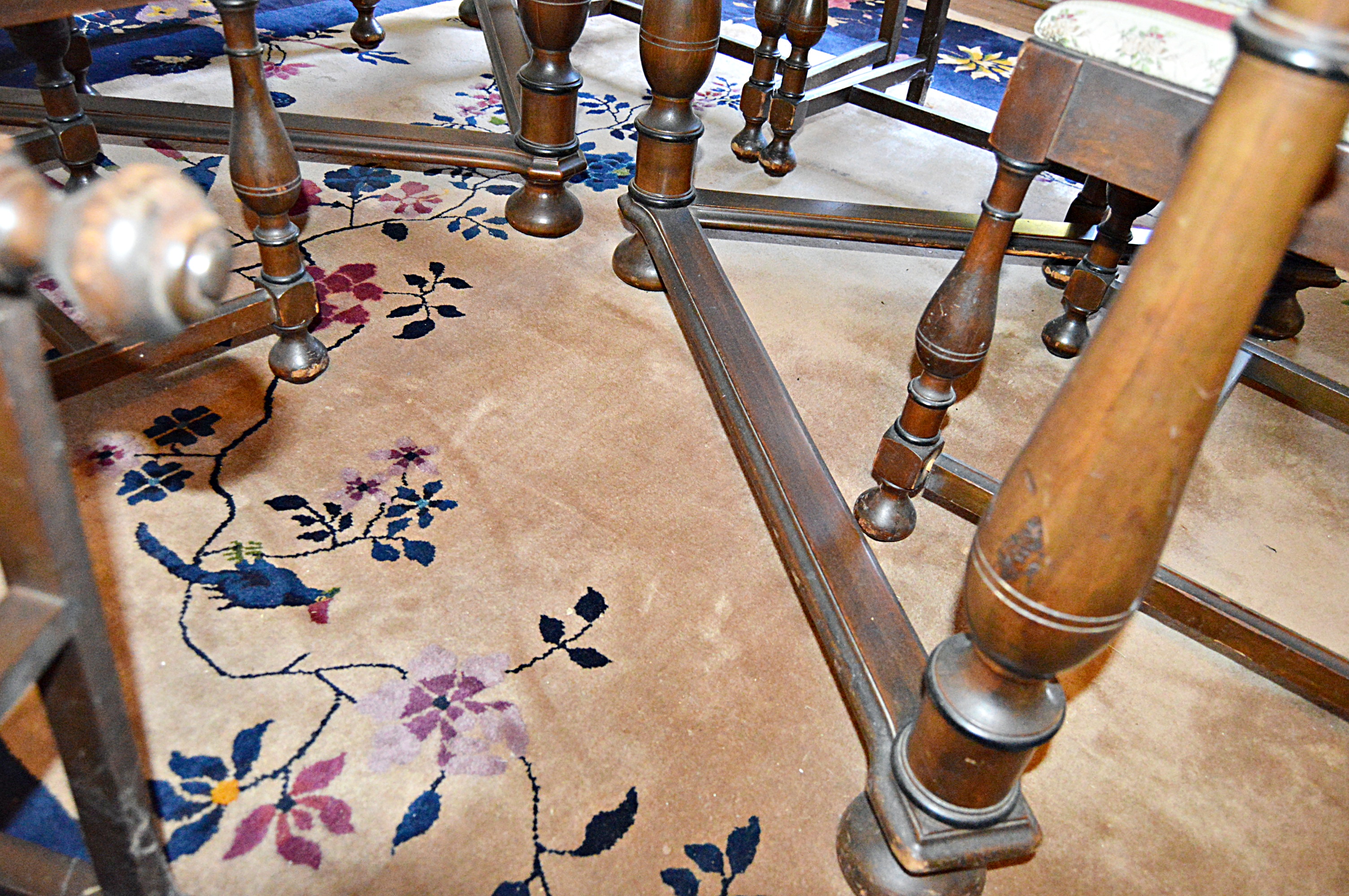 Vintage Jacobean Style Mahogany Dining Set