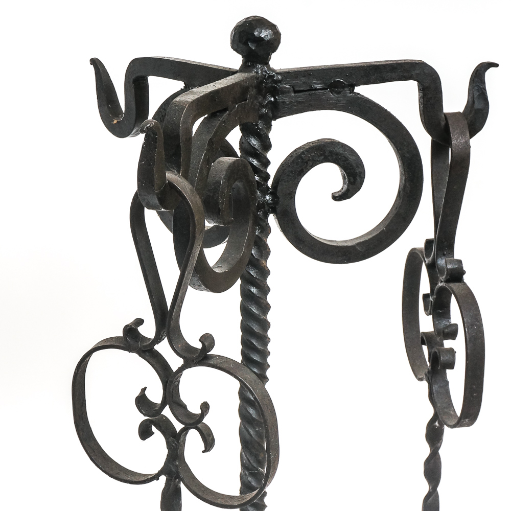 Assortment of Umbrella Holder, Fireplace Tools, and a Multi Candle Holder