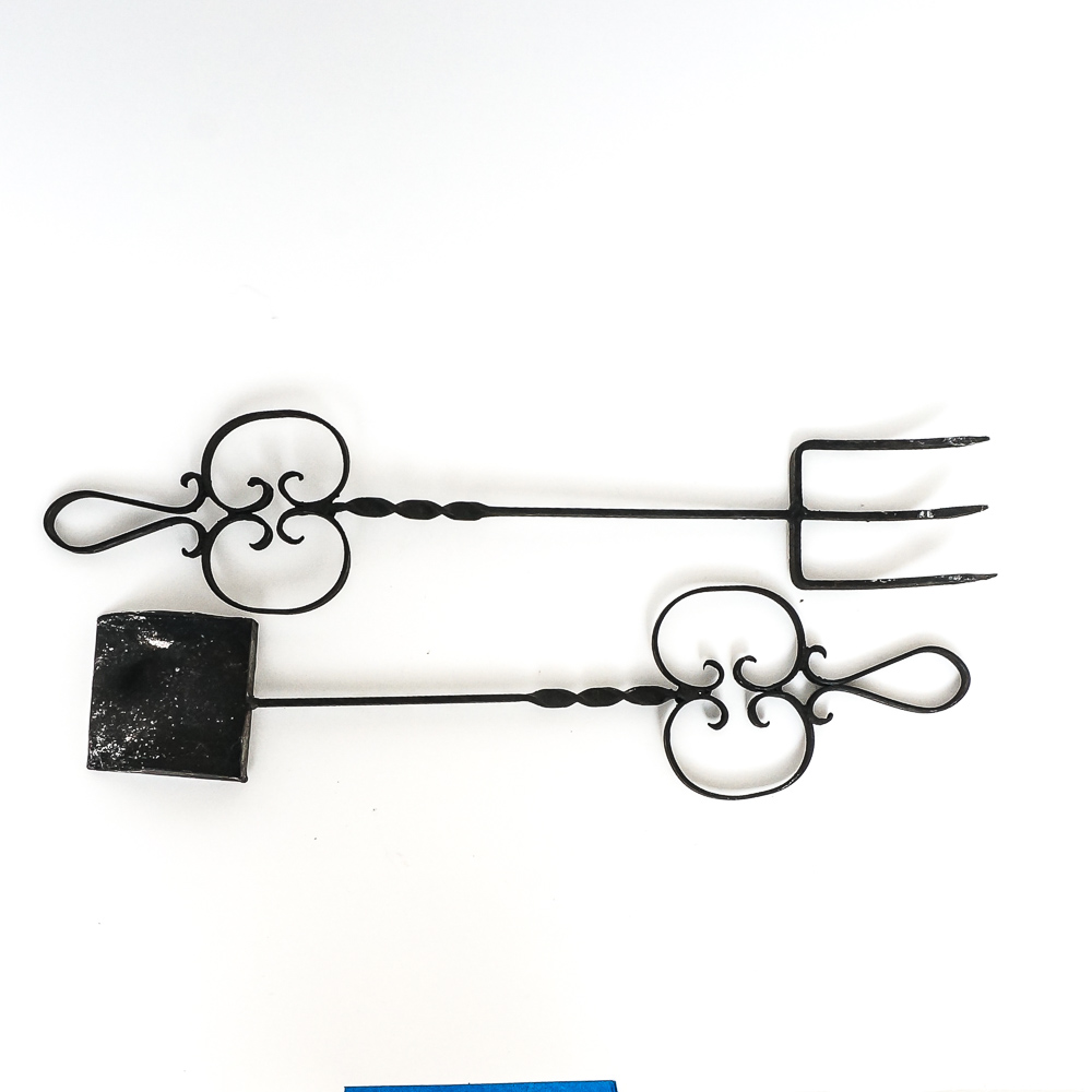 Assortment of Umbrella Holder, Fireplace Tools, and a Multi Candle Holder