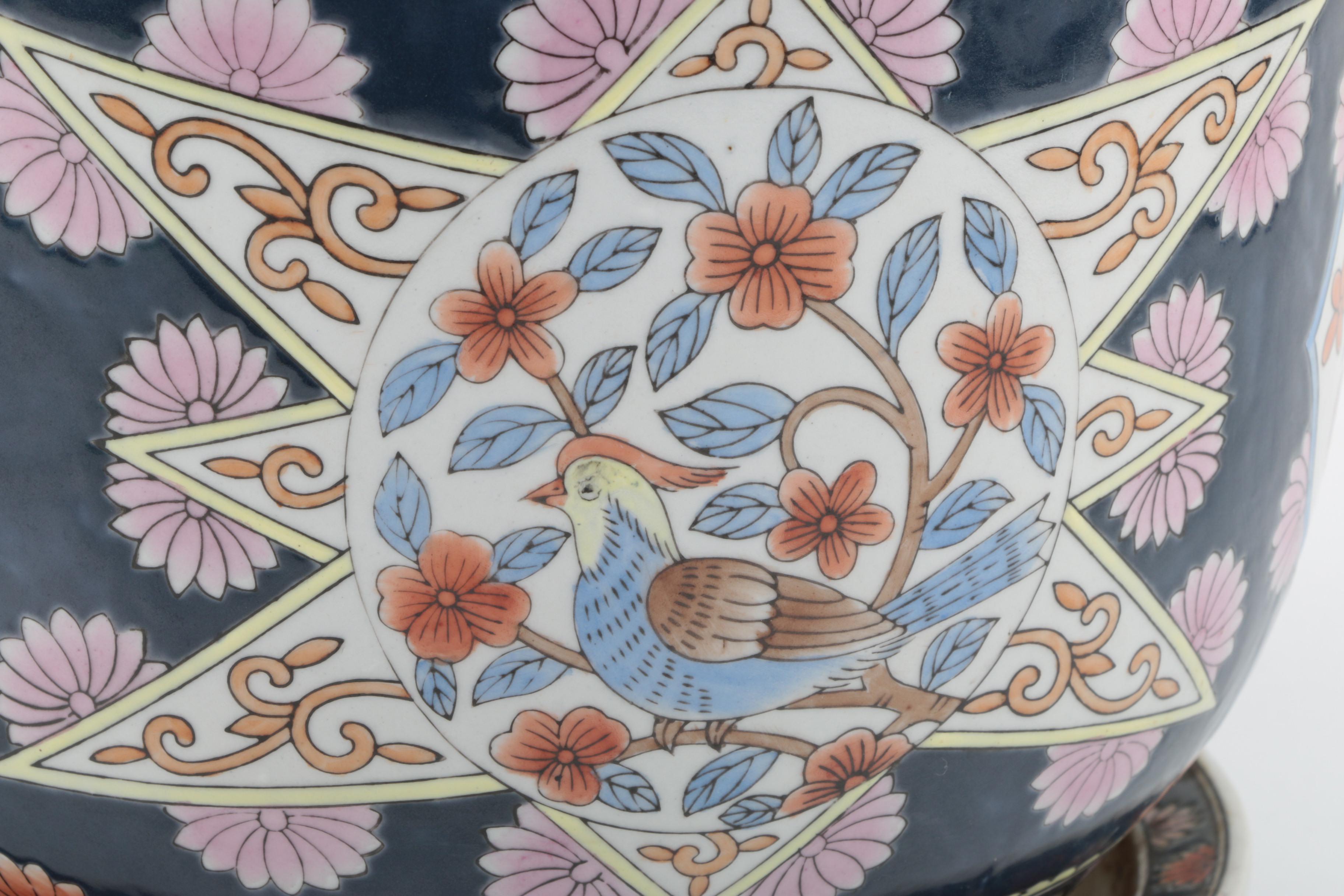 Chinese Hand Decorated Fish Bowl Style Planter