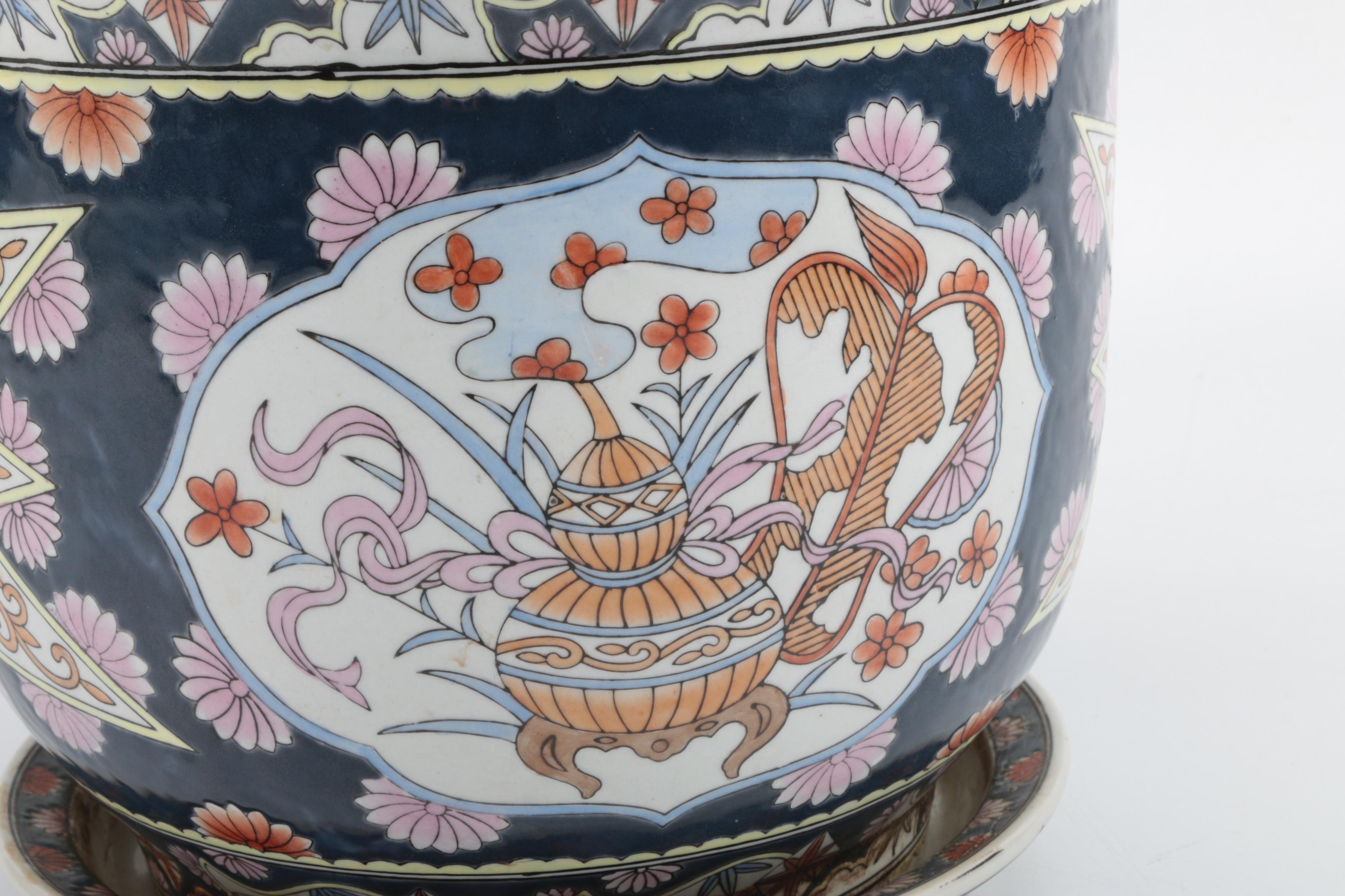 Chinese Hand Decorated Fish Bowl Style Planter