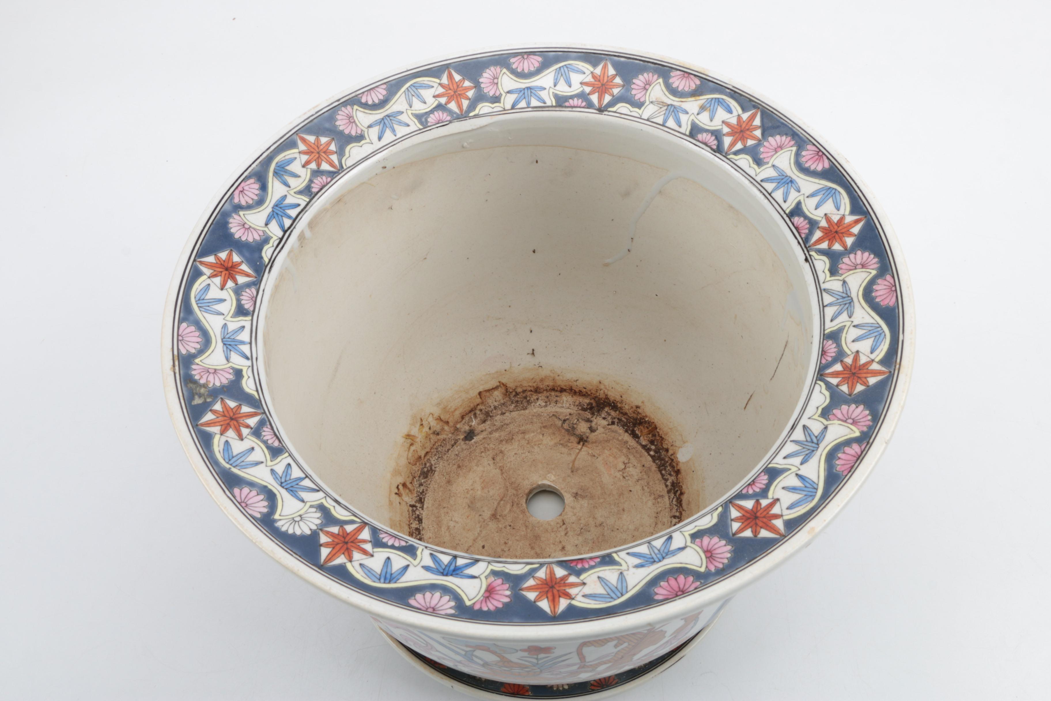 Chinese Hand Decorated Fish Bowl Style Planter