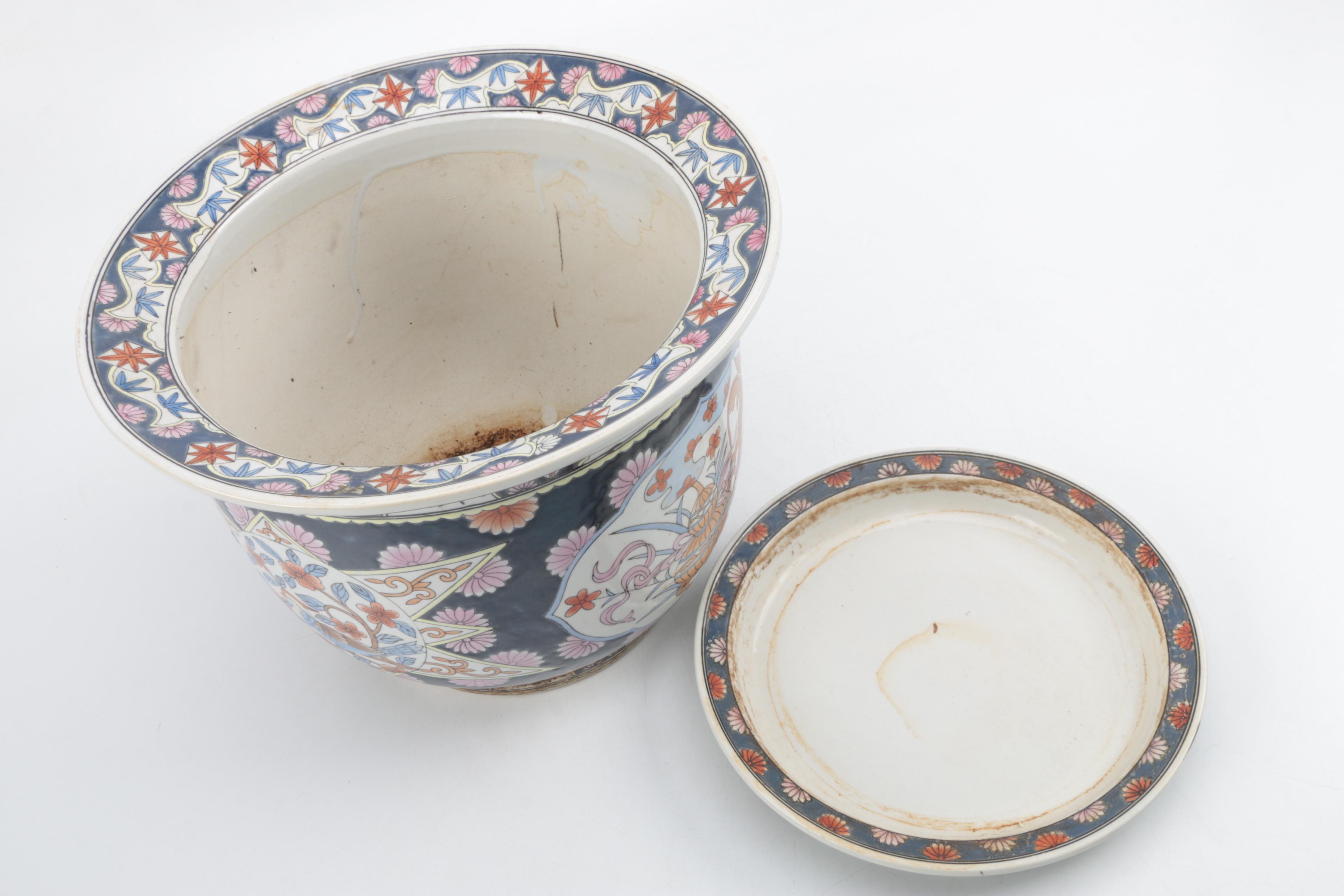 Chinese Hand Decorated Fish Bowl Style Planter