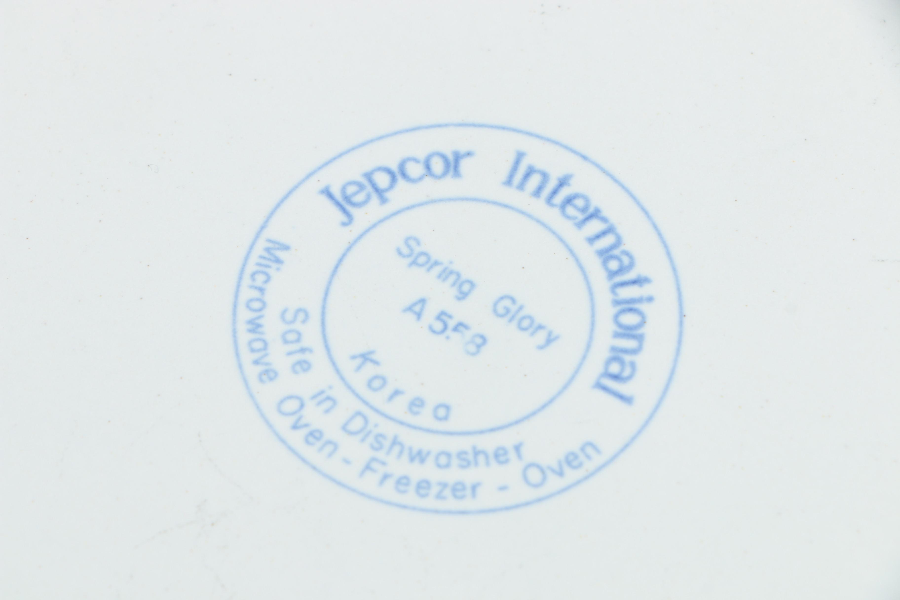 Jepcor "Spring Glory" Stoneware Dinner Plates with Floral Patterns