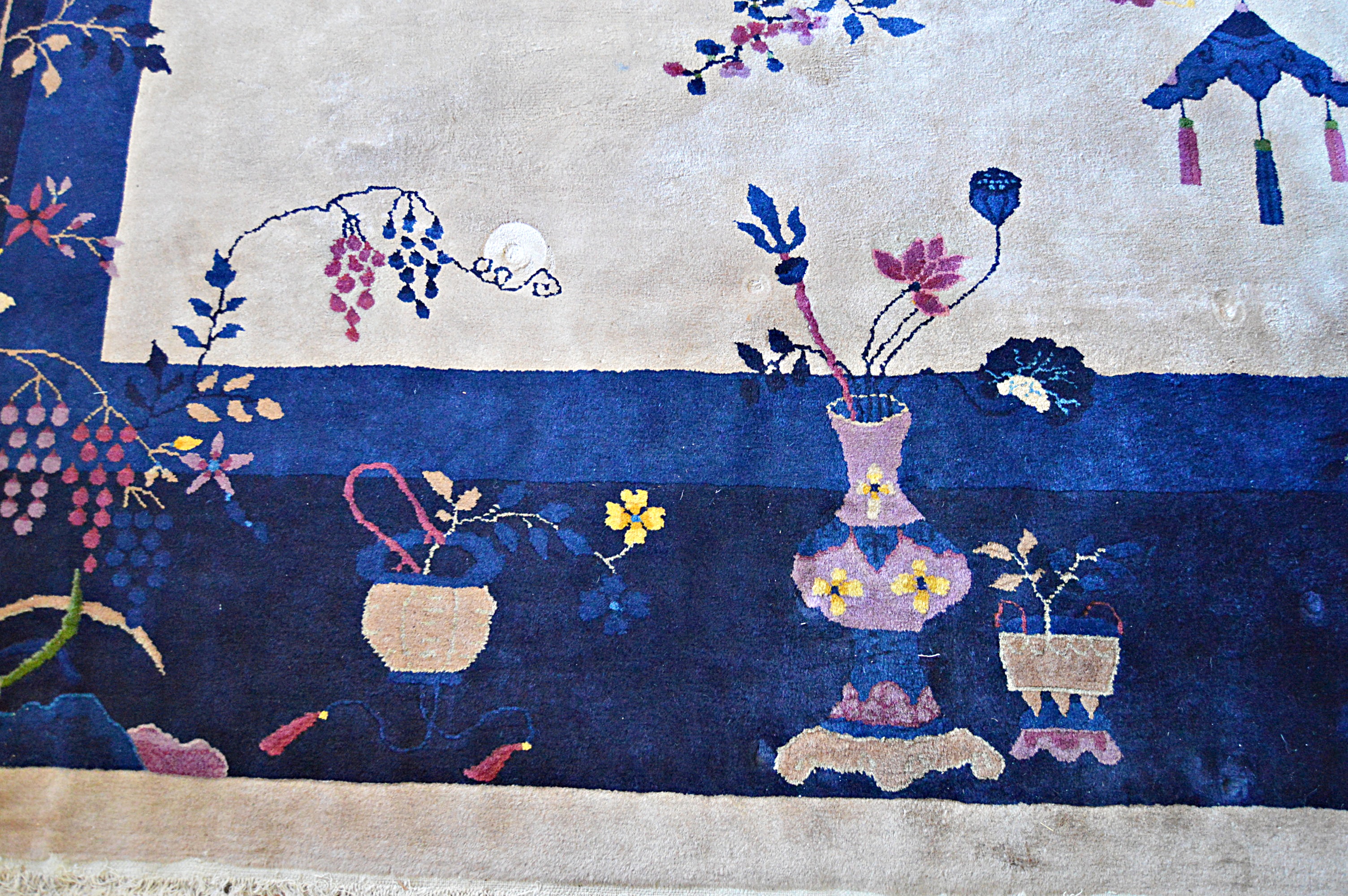 Semi-Antique Hand-Knotted Chinese Wool Area Rug