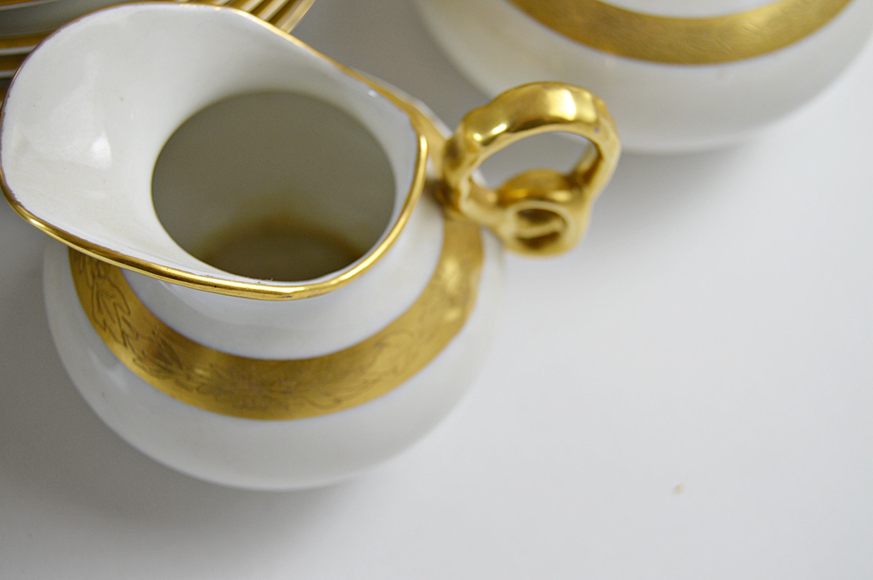 Vintage Gold-Banded Bone China Dinnerware with Noritake, Haviland, Bavarian