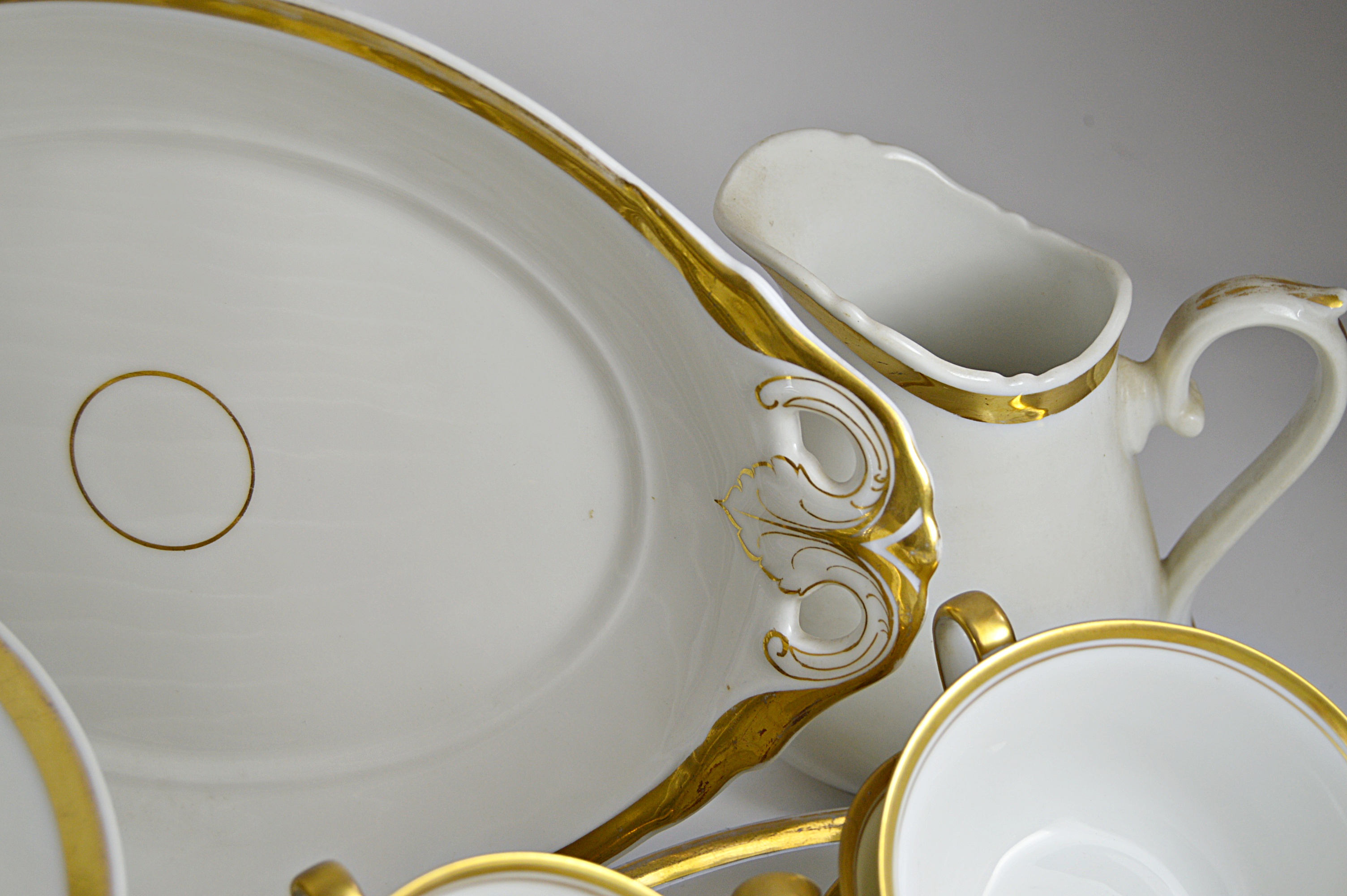 Vintage Gold-Banded Bone China Dinnerware with Noritake, Haviland, Bavarian