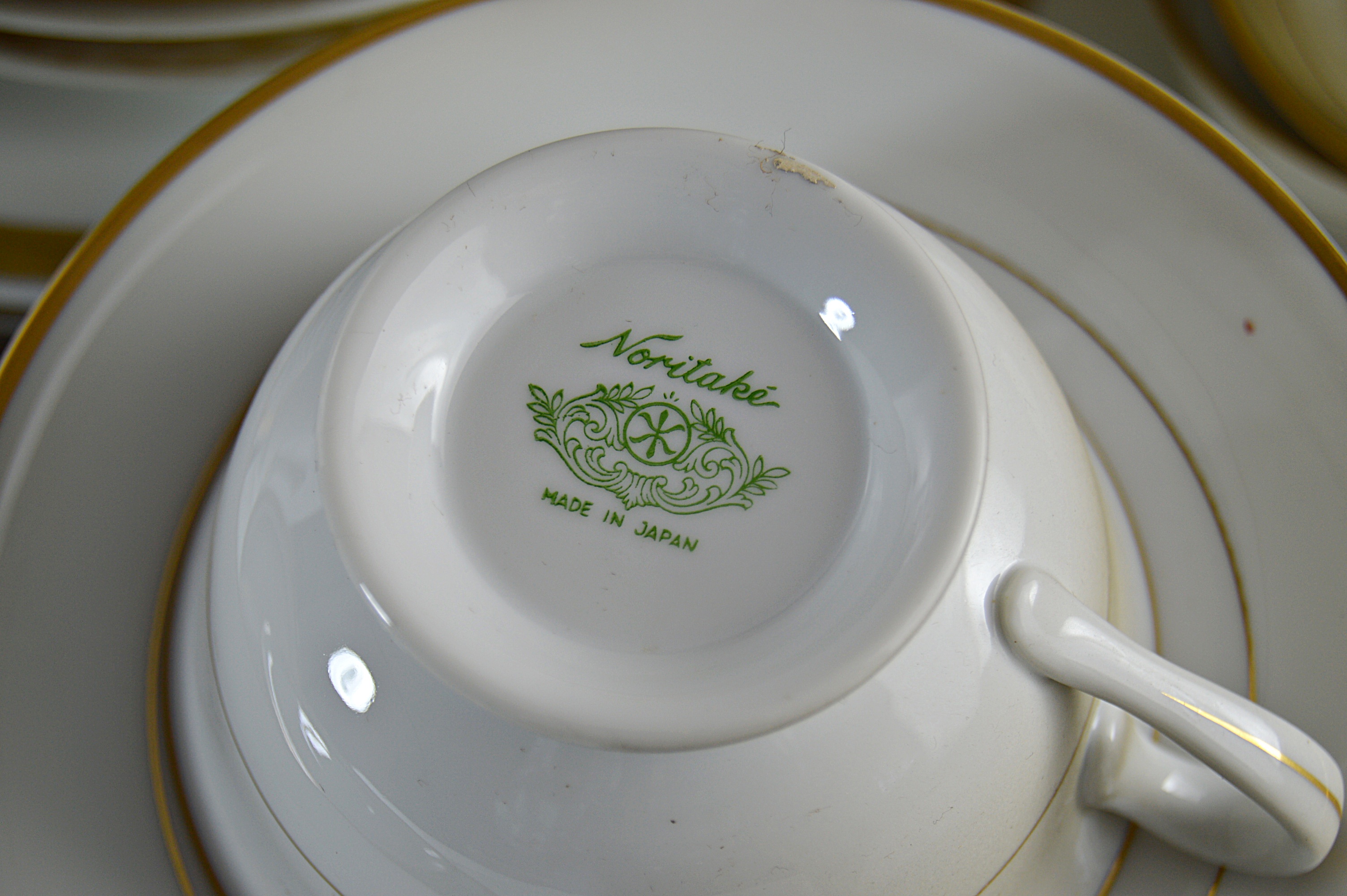 Vintage Gold-Banded Bone China Dinnerware with Noritake, Haviland, Bavarian