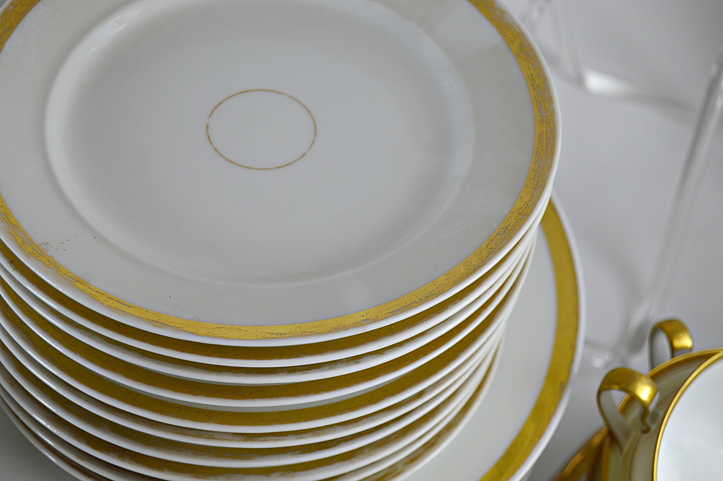Vintage Gold-Banded Bone China Dinnerware with Noritake, Haviland, Bavarian