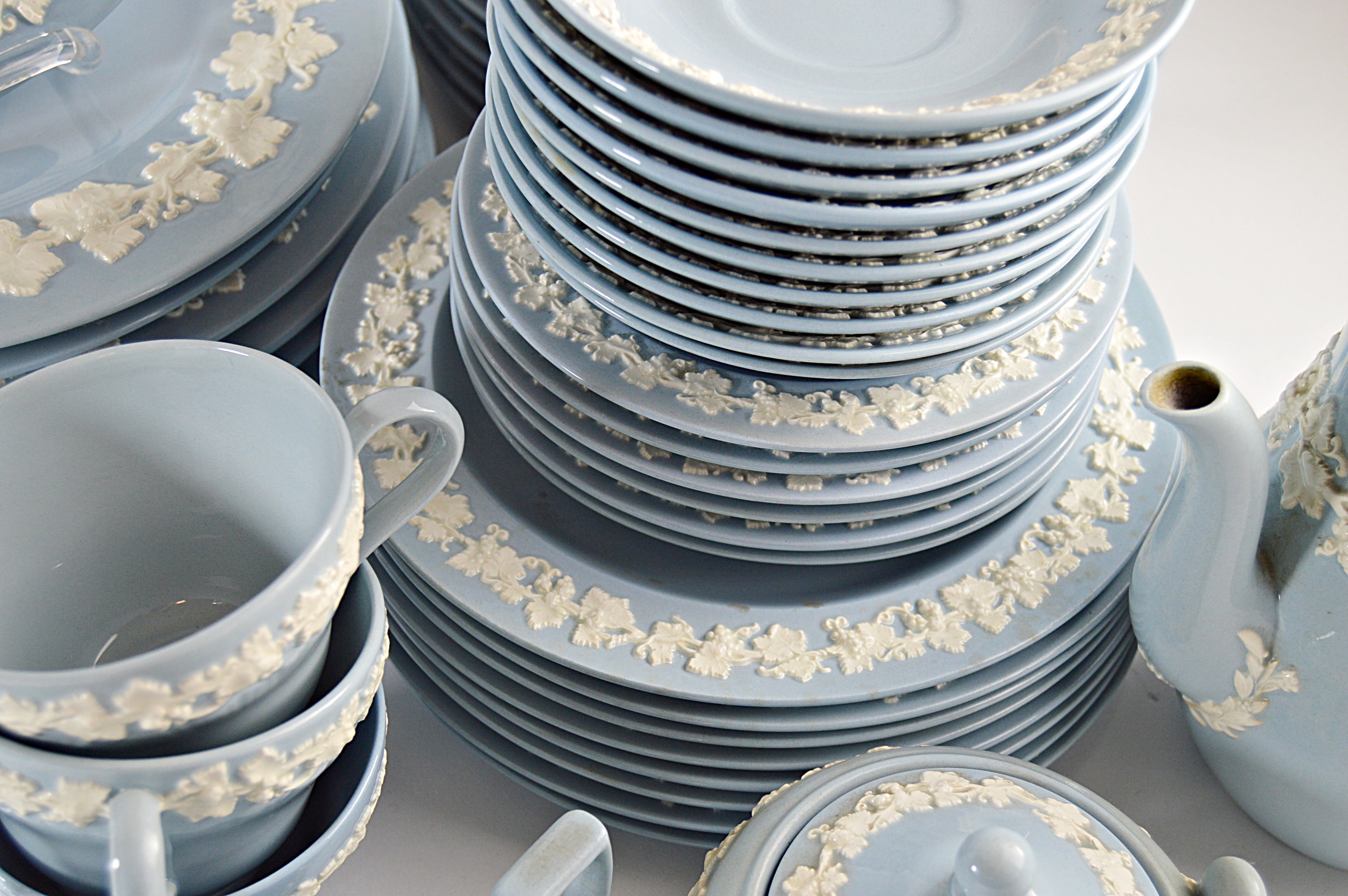 Vintage Wedgwood of Etruria & Barlaston Embossed Queensware Dinnerware