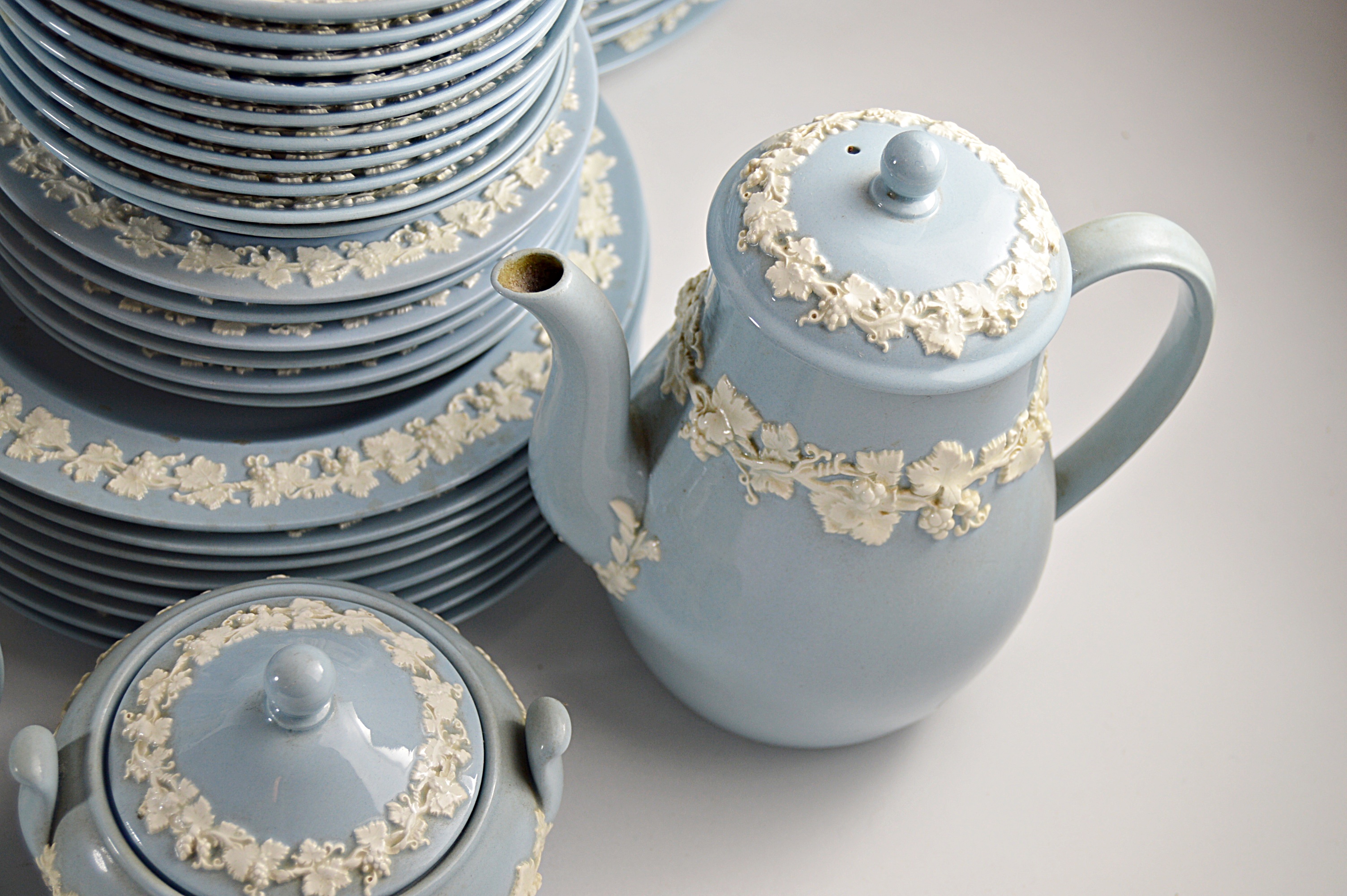 Vintage Wedgwood of Etruria & Barlaston Embossed Queensware Dinnerware