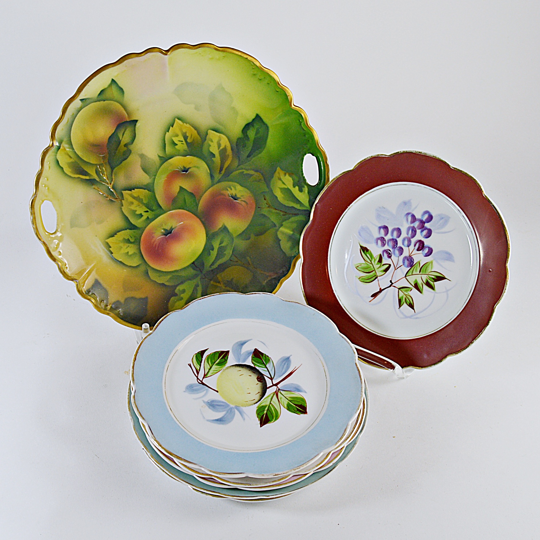 Antique Bavarian Fruit-Decorated Porcelain Plates