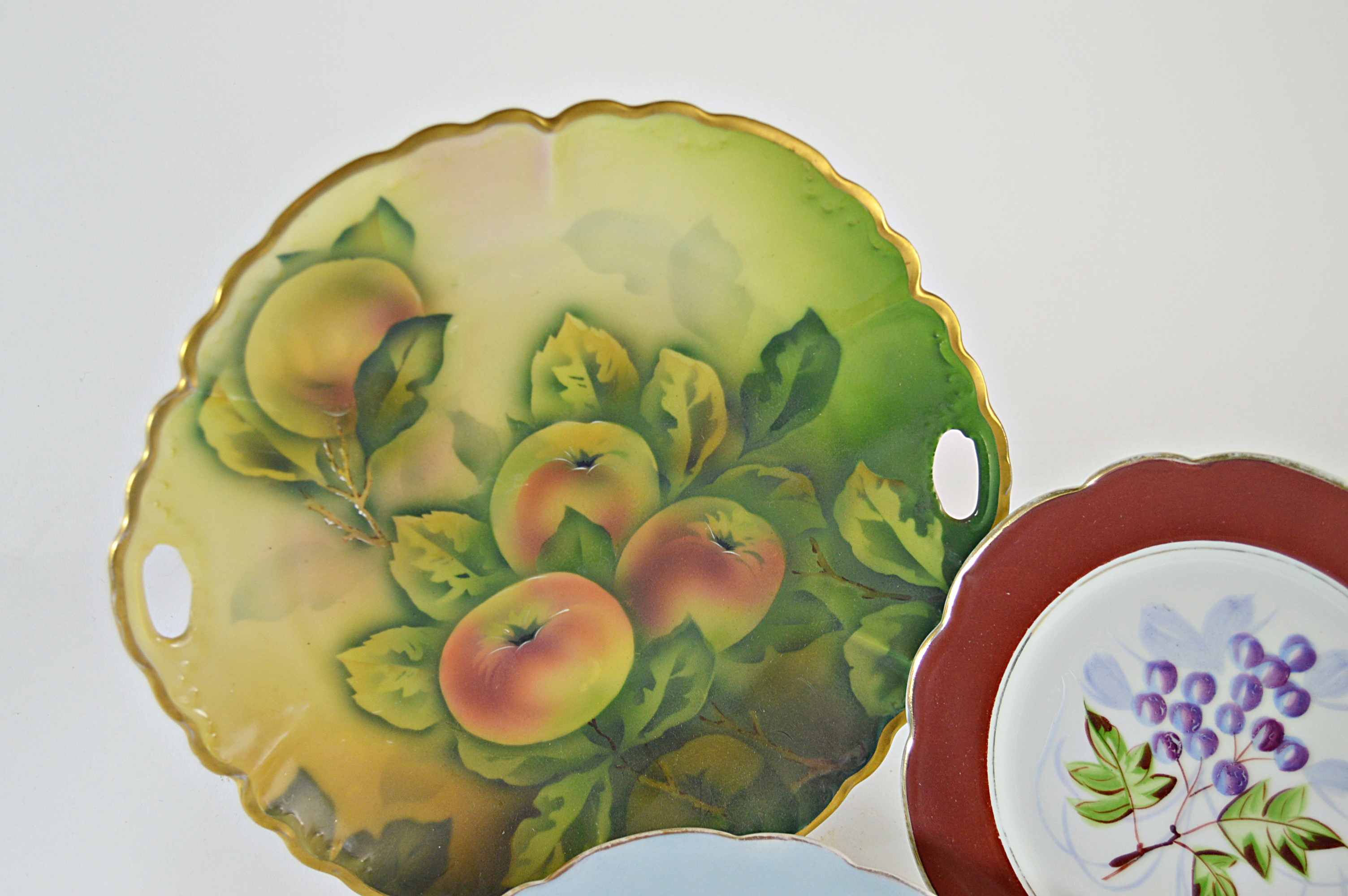 Antique Bavarian Fruit-Decorated Porcelain Plates