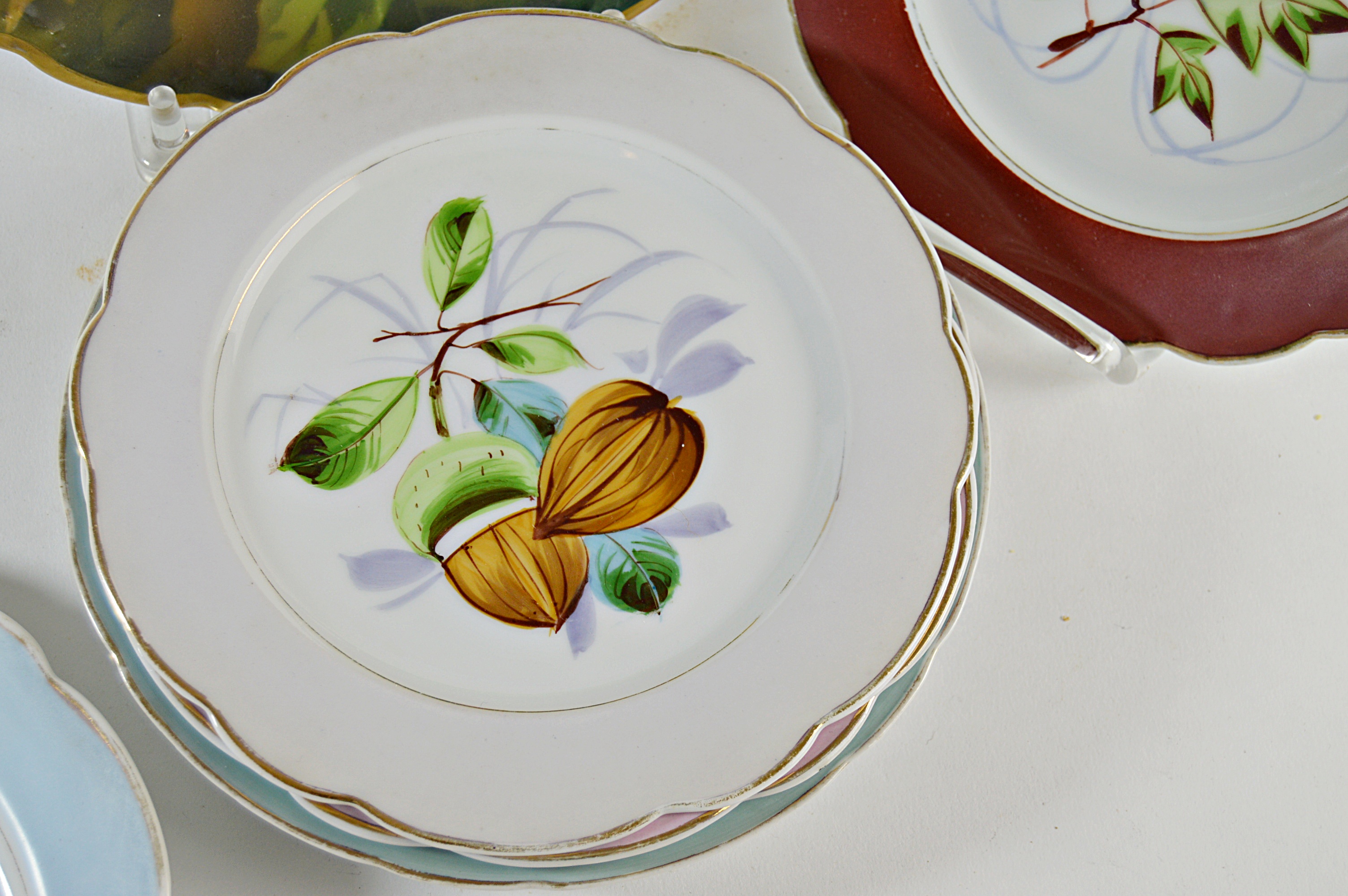 Antique Bavarian Fruit-Decorated Porcelain Plates