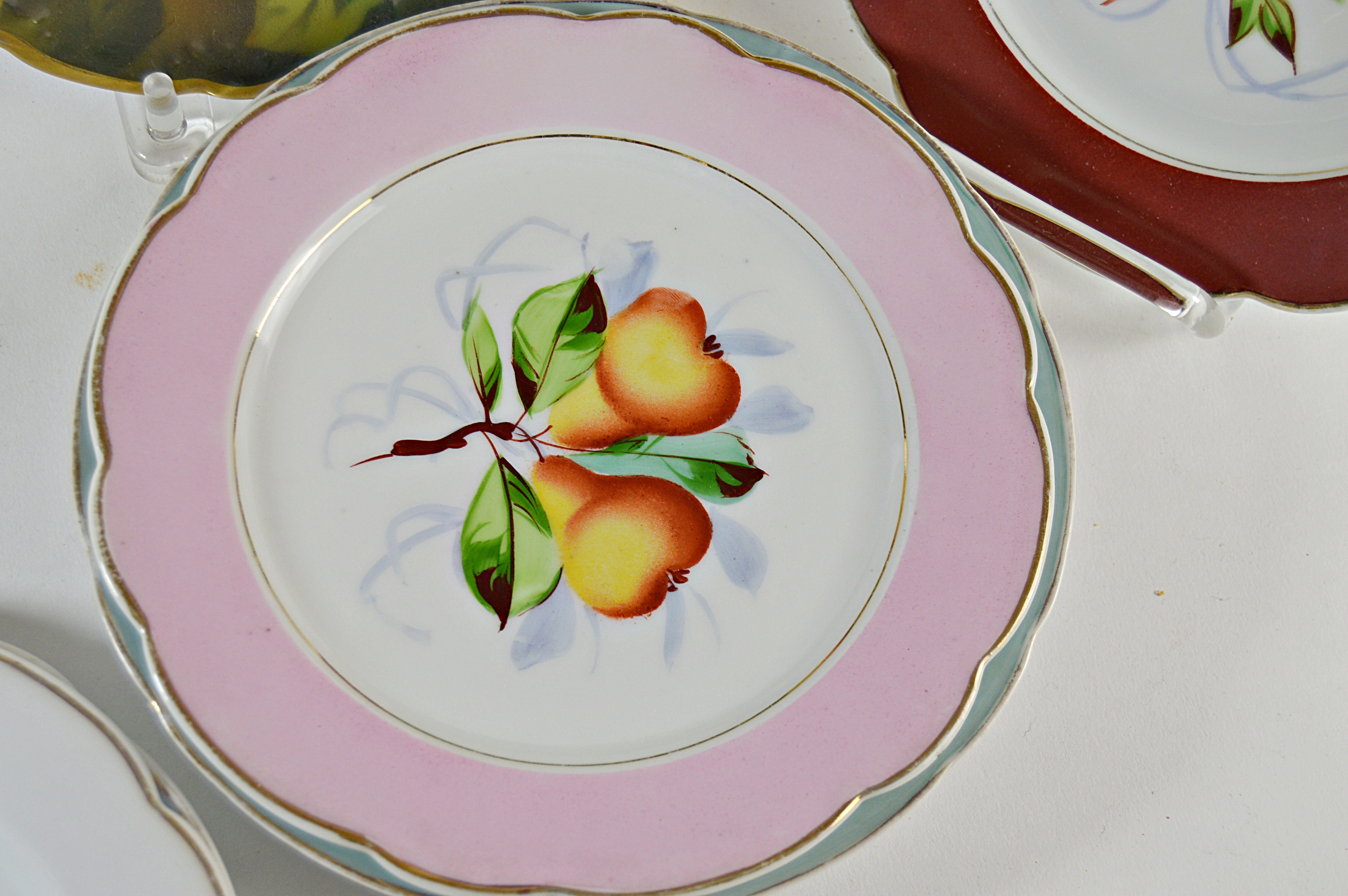 Antique Bavarian Fruit-Decorated Porcelain Plates