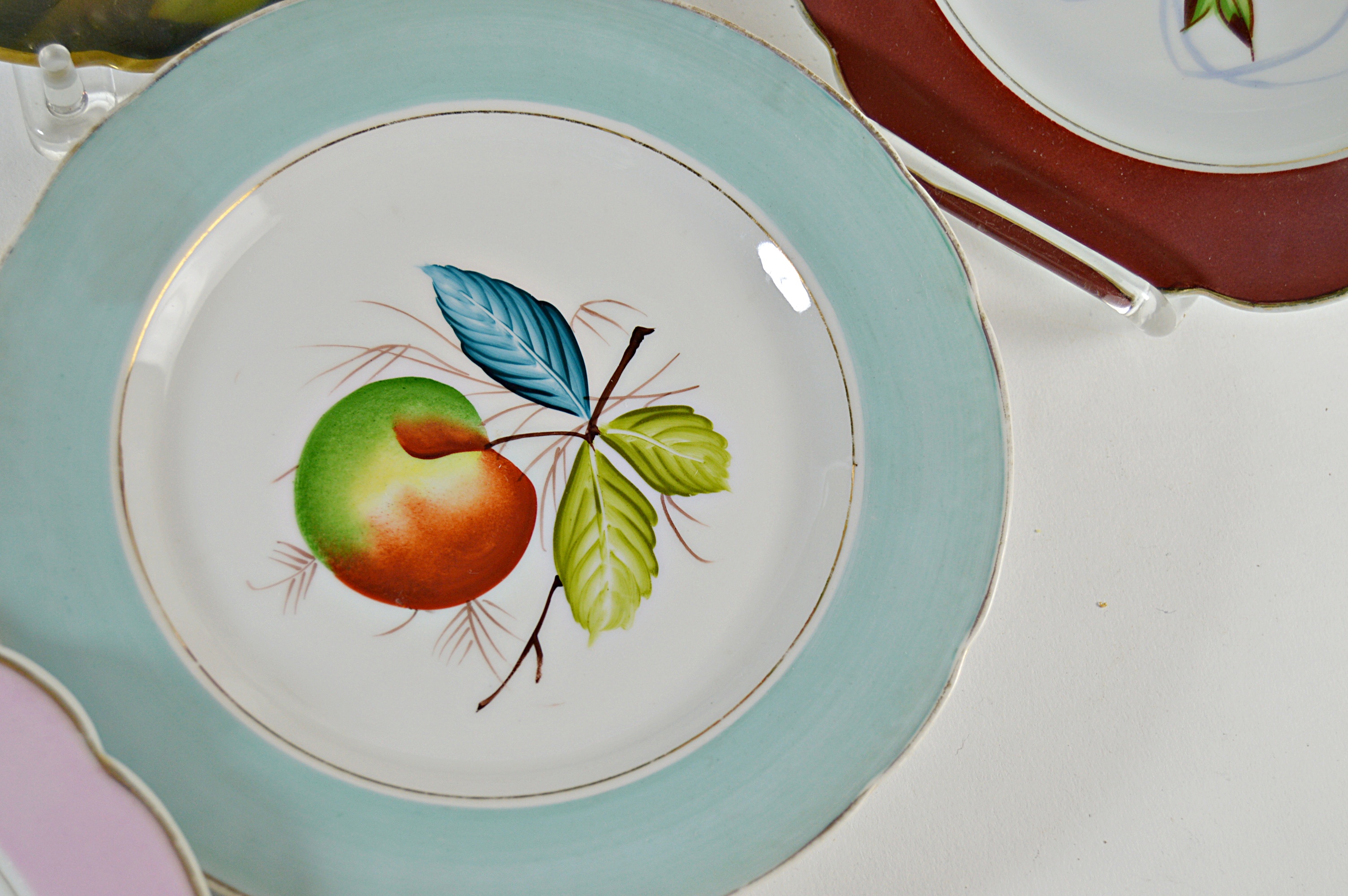 Antique Bavarian Fruit-Decorated Porcelain Plates