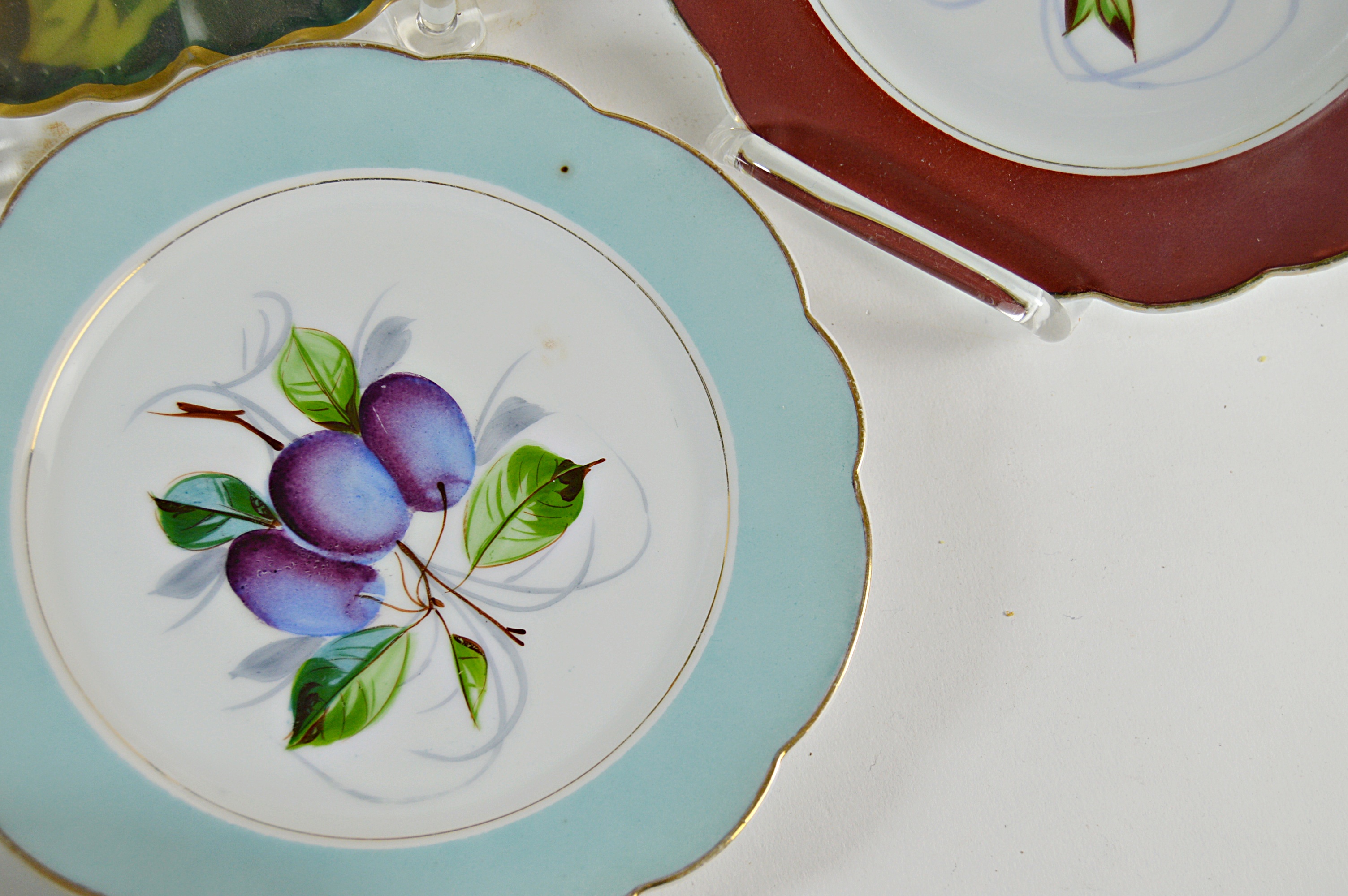 Antique Bavarian Fruit-Decorated Porcelain Plates