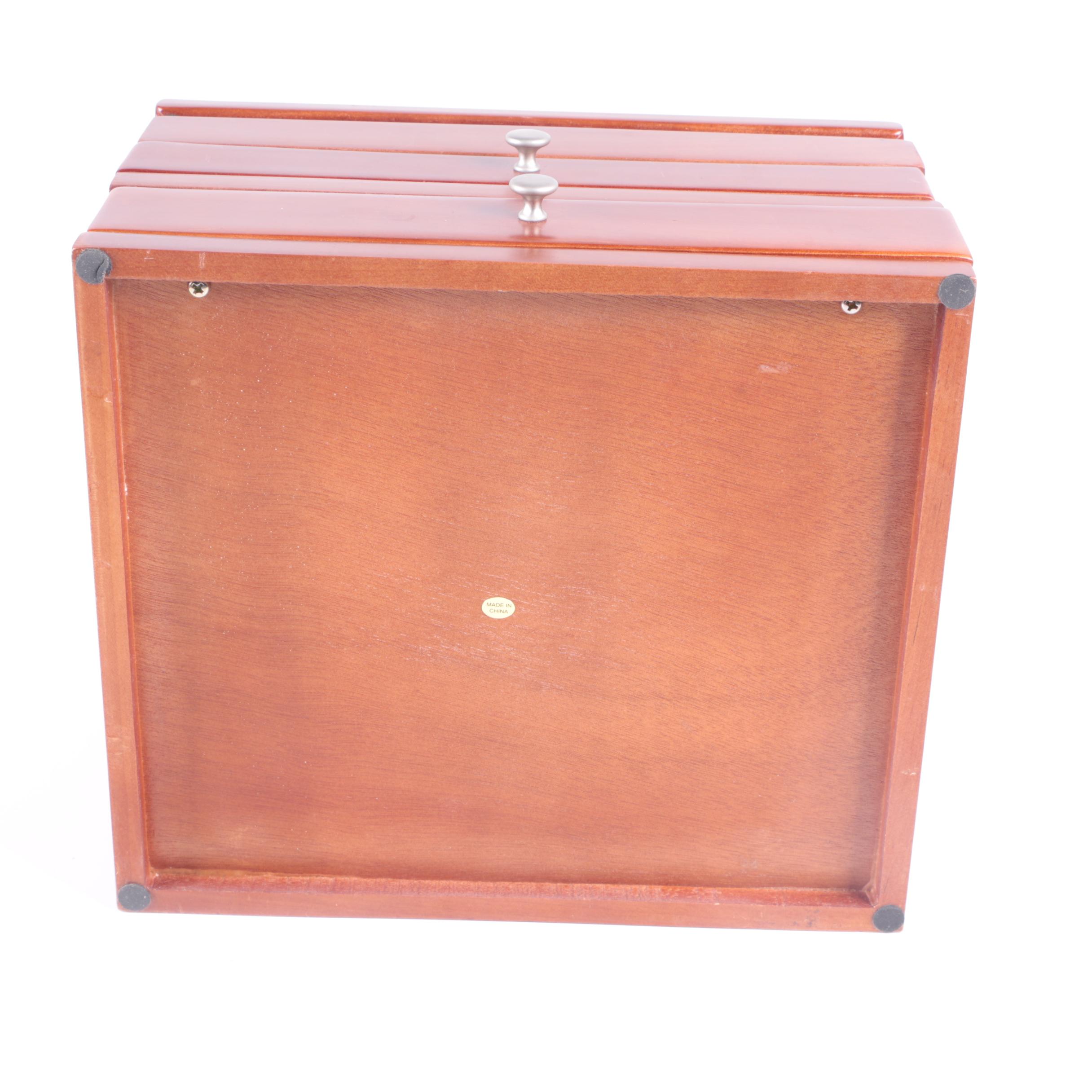 Glass Topped Wood Jewelry Box