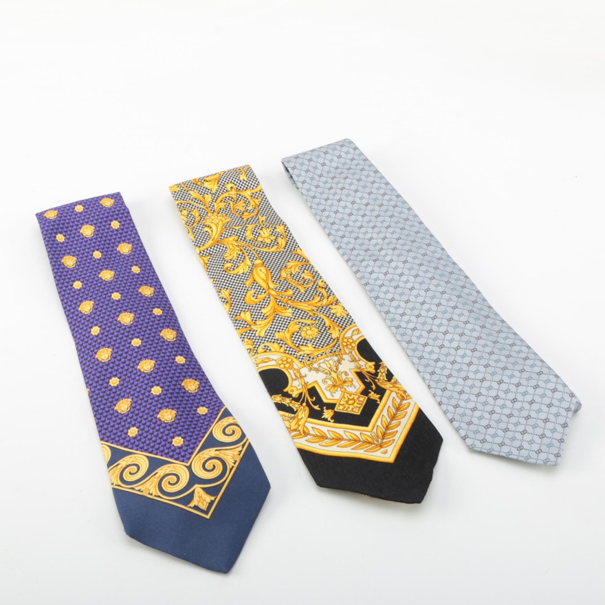 Designer Neckties Including Gucci and Gianni Versace
