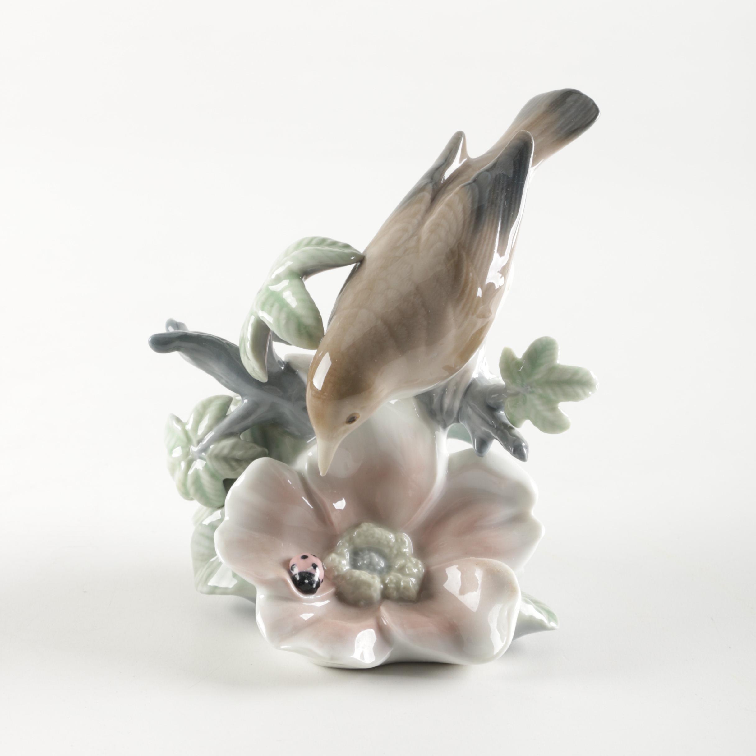 Lladro "Lady Bird and Nightingale" Porcelain Bird Figurine