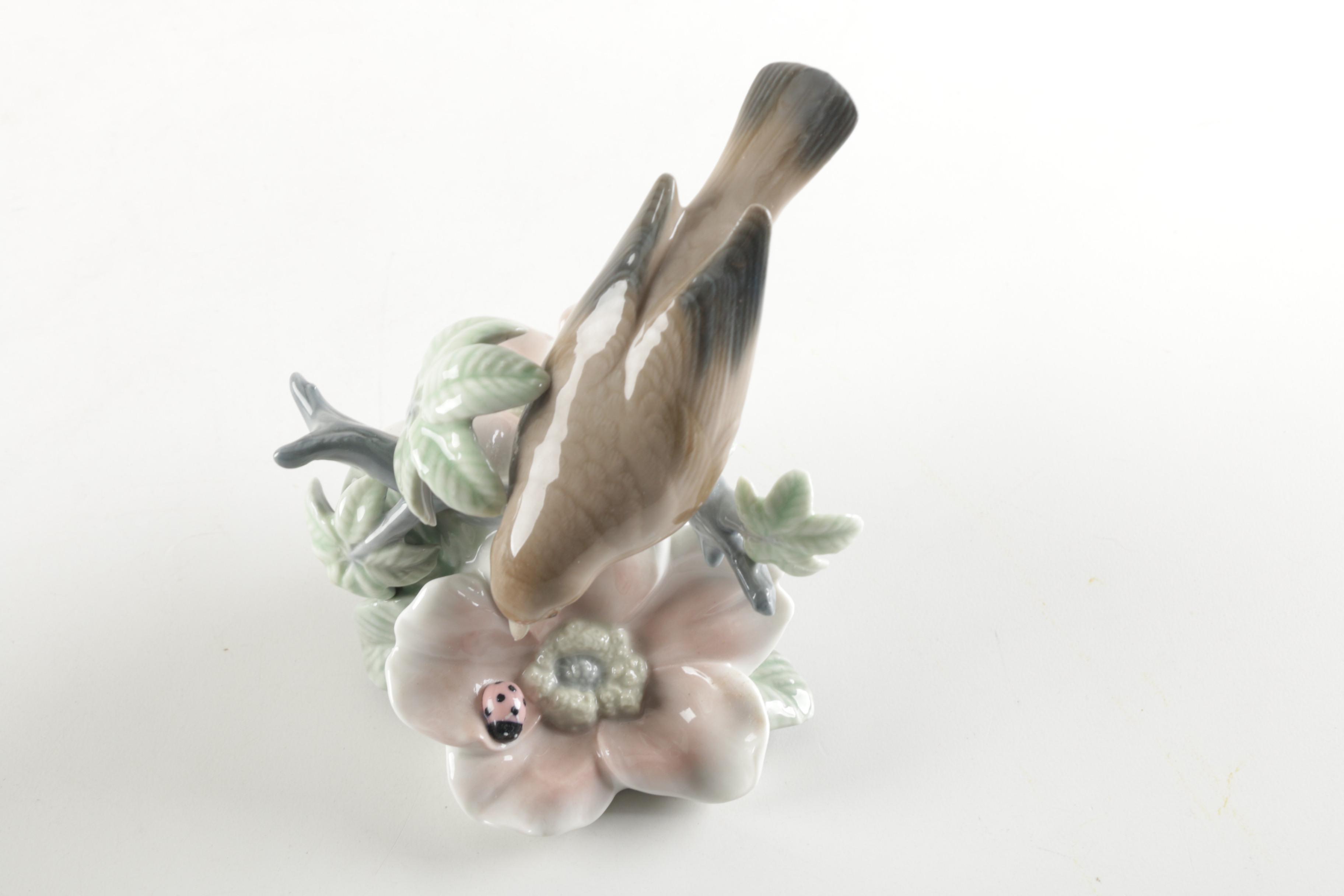 Lladro "Lady Bird and Nightingale" Porcelain Bird Figurine