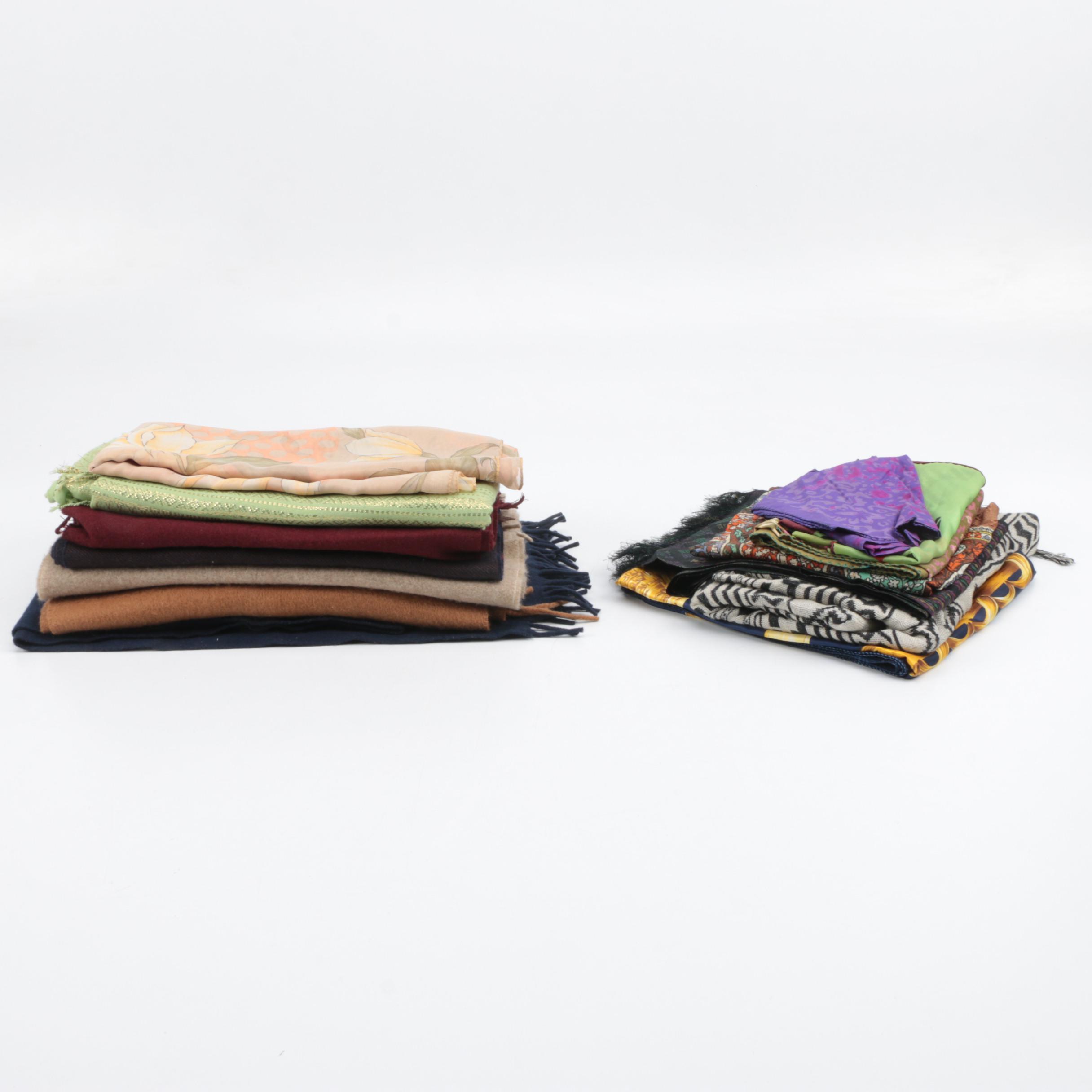 Scarves Collection Including Printed and Cashmere