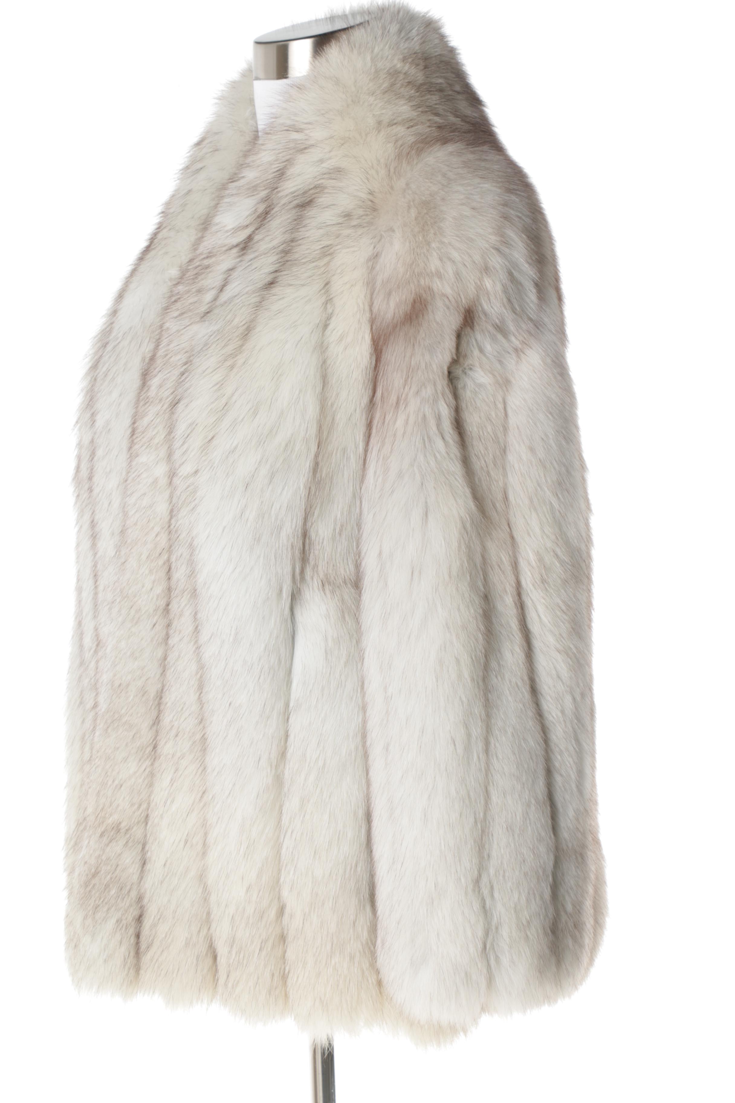 1980s Vintage Blue Fox Fur Jacket