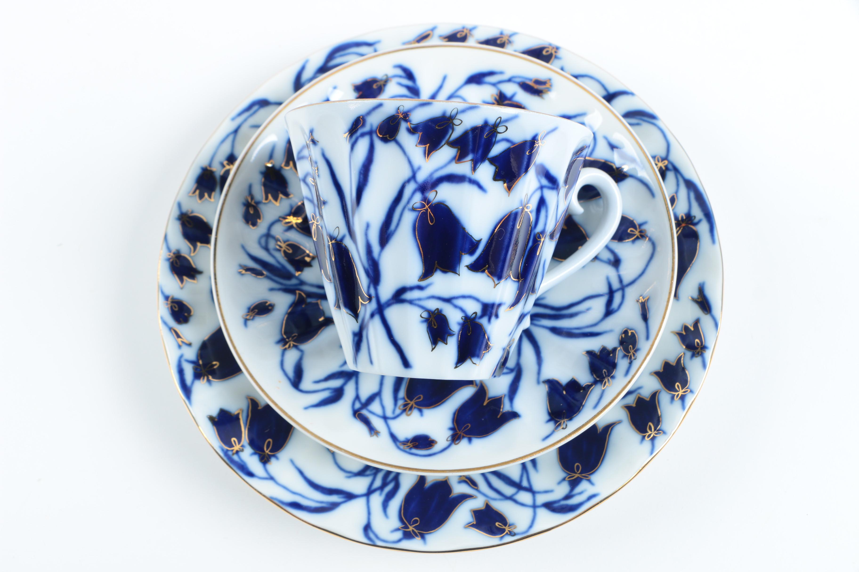 Russian Imperial Lomonosov "Blue Bells" Porcelain