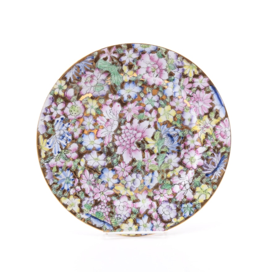 Millefiori Hand-Painted Porcelain Plate