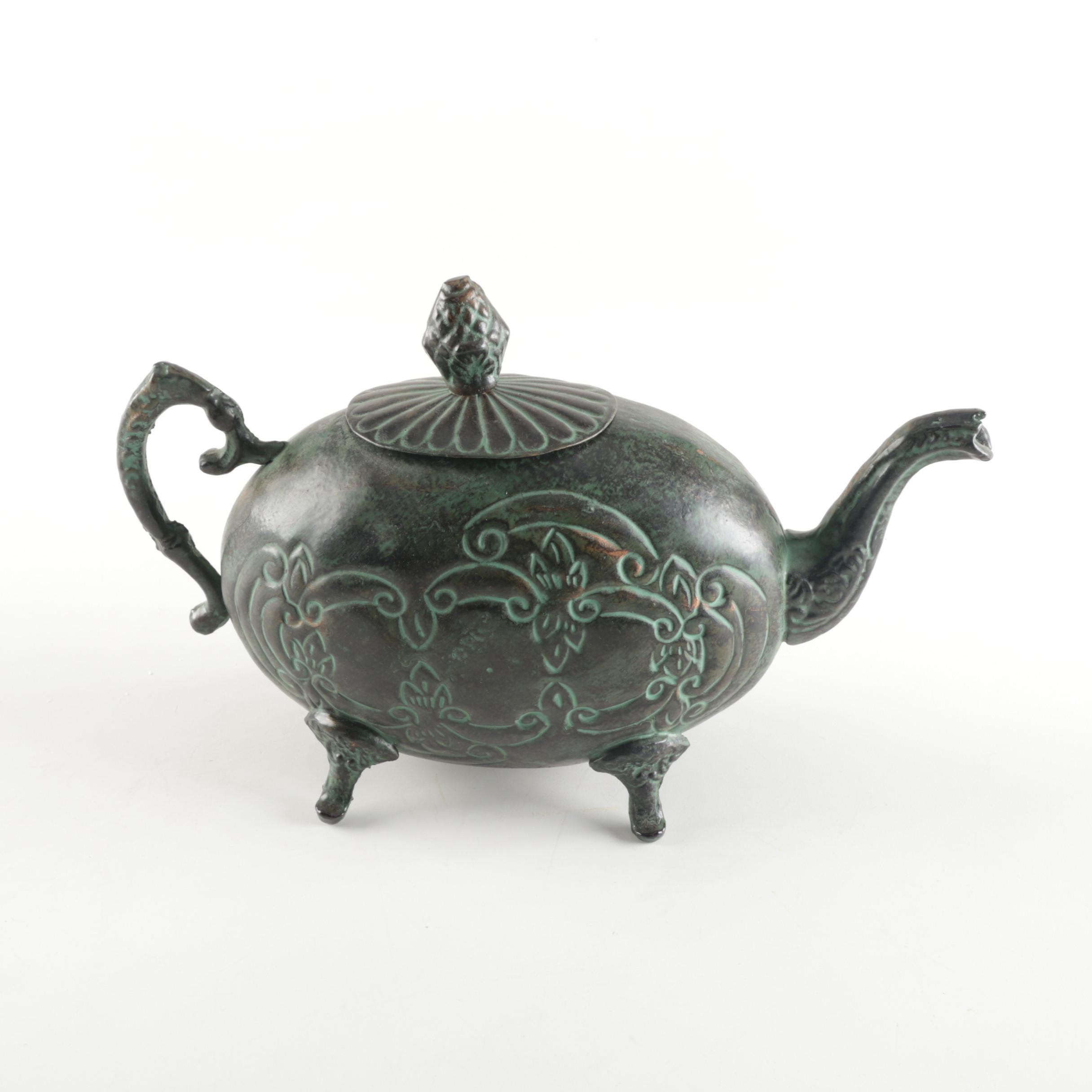Vintage Asian Inspired Metal Teapot