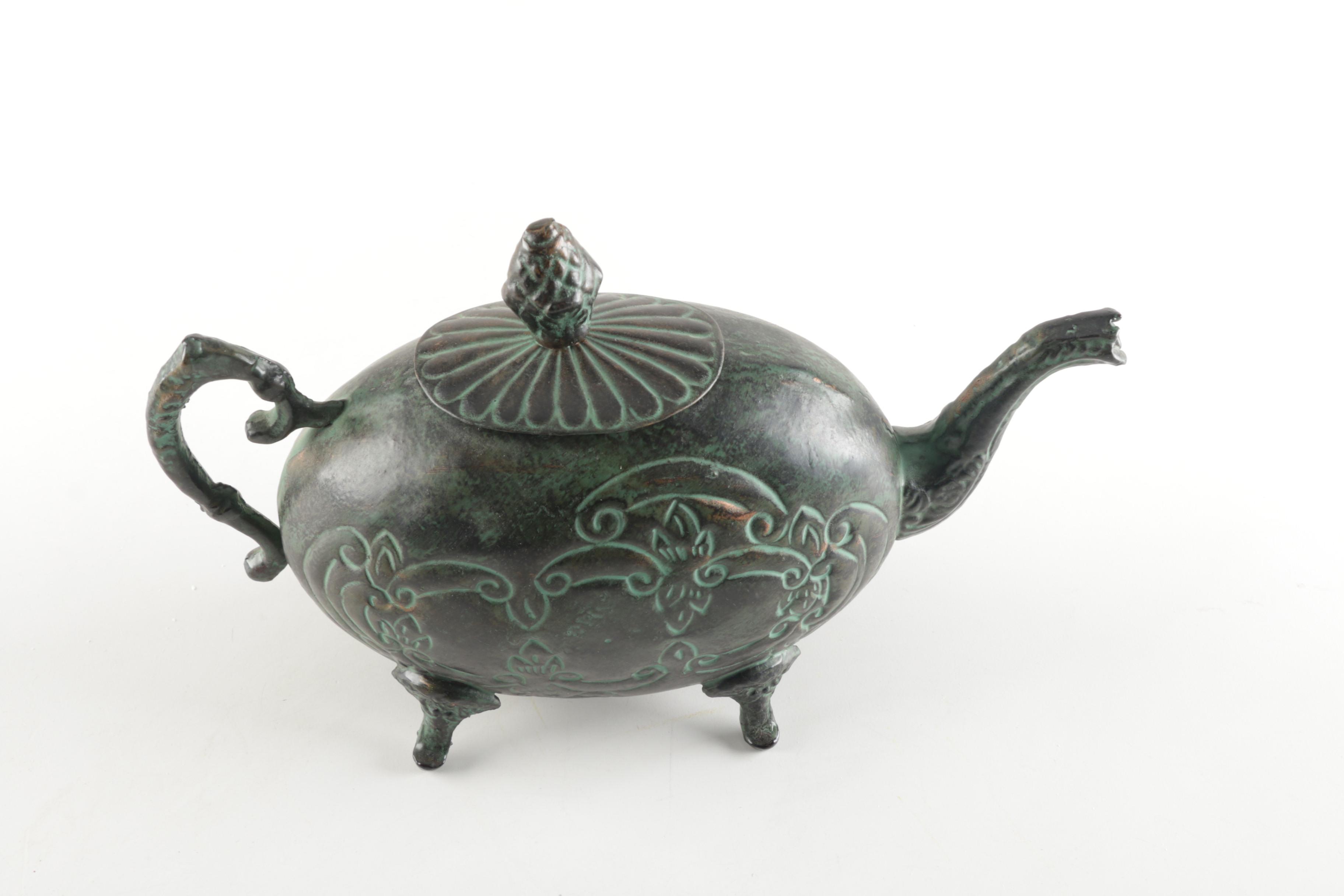 Vintage Asian Inspired Metal Teapot