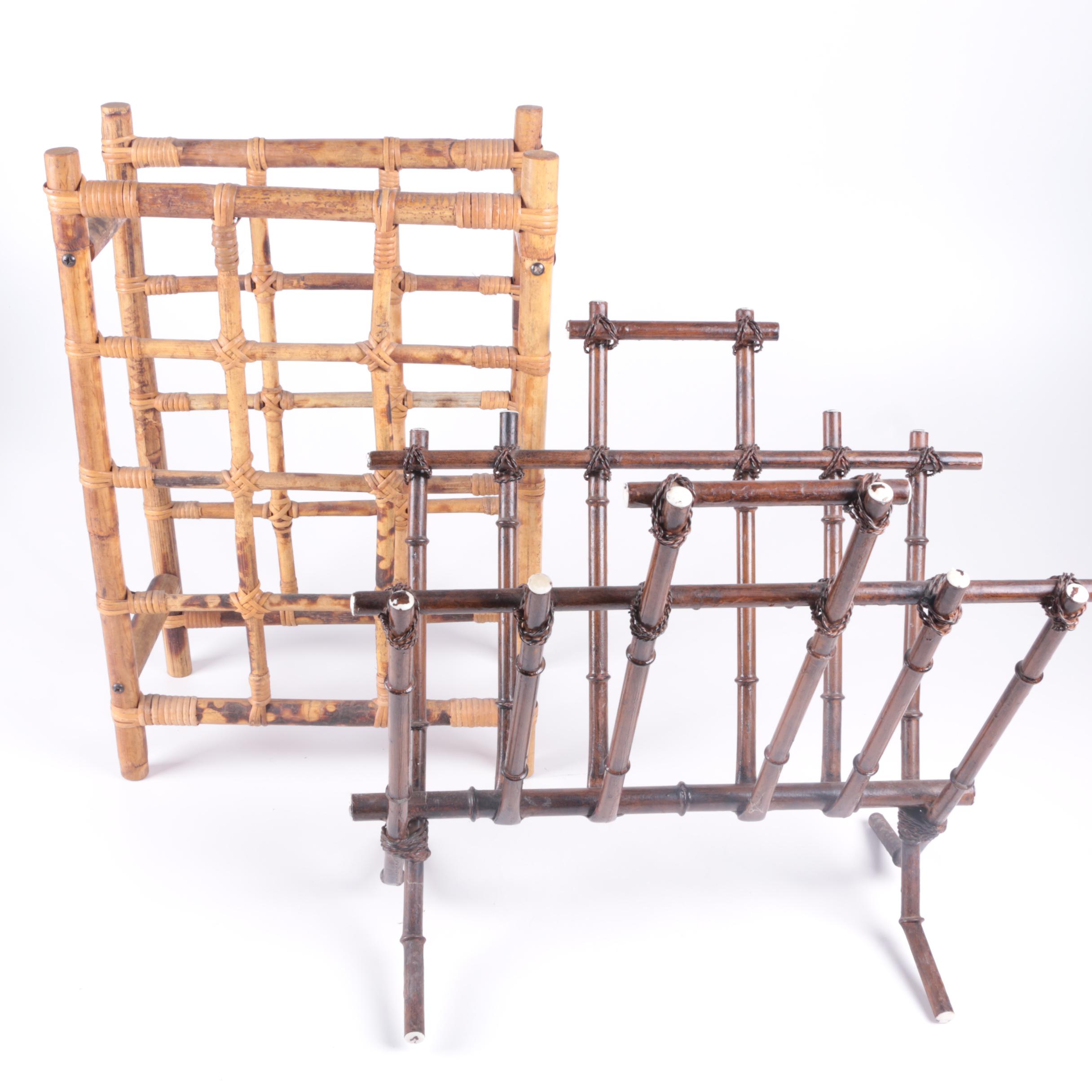 Rattan Magazine Rack and Wine Rack