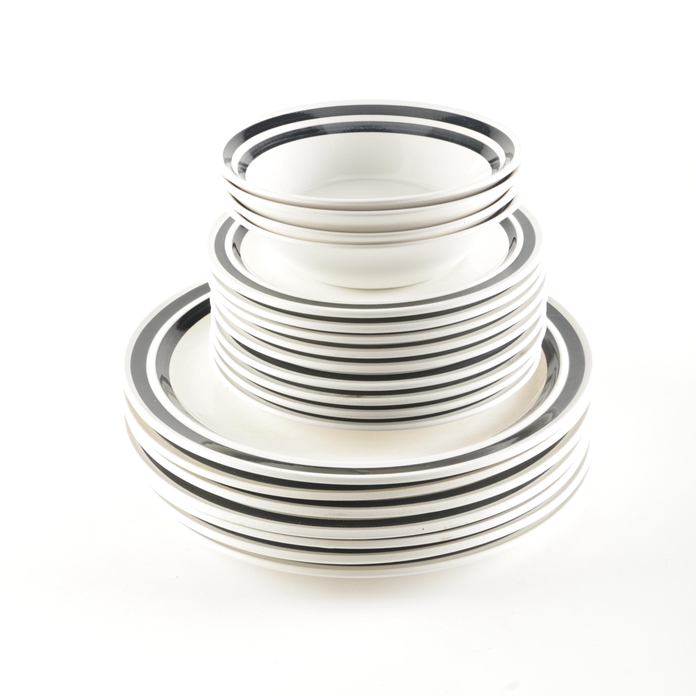 Hand Painted Lunastone "Nouveau Black" Dinnerware