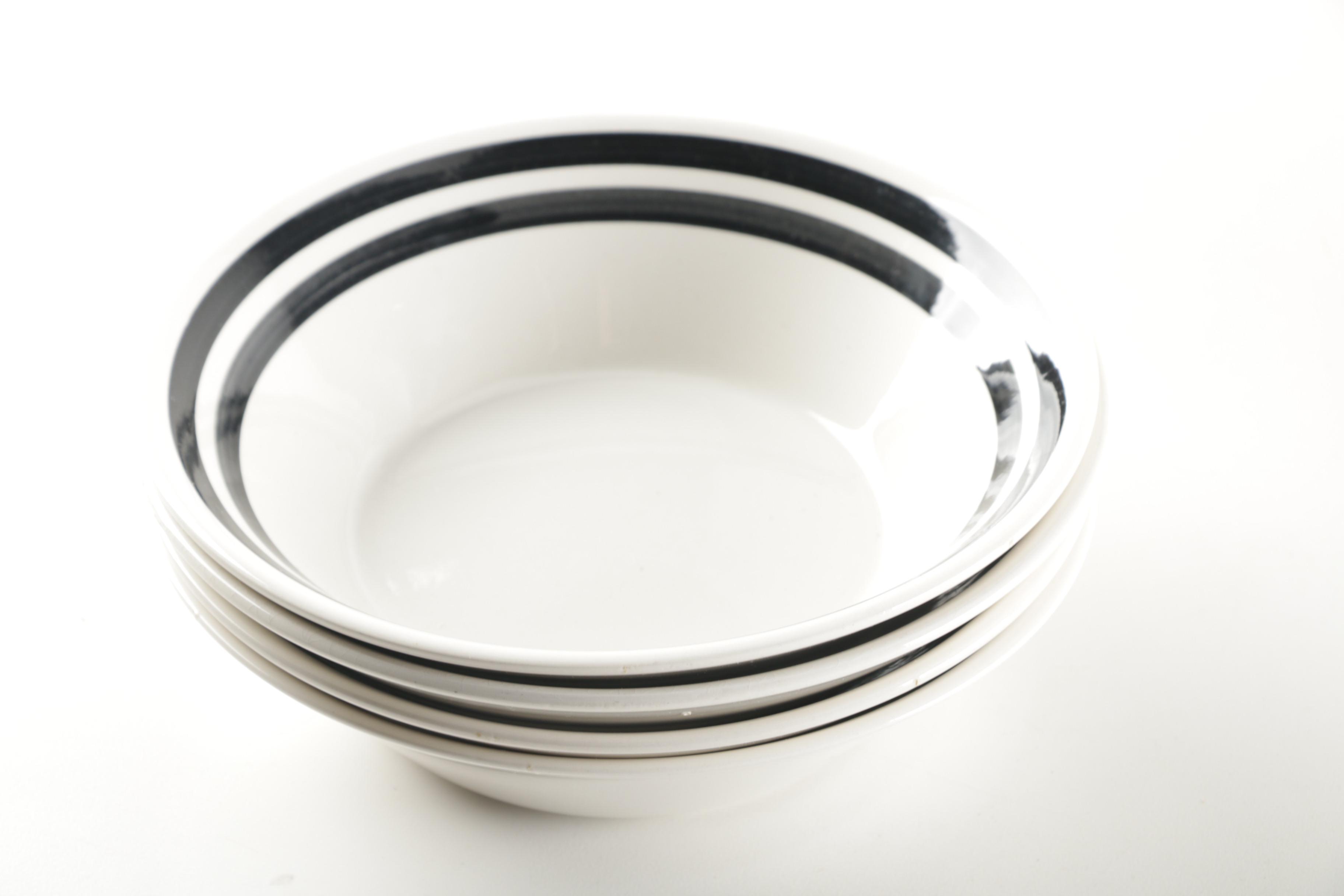 Hand Painted Lunastone "Nouveau Black" Dinnerware