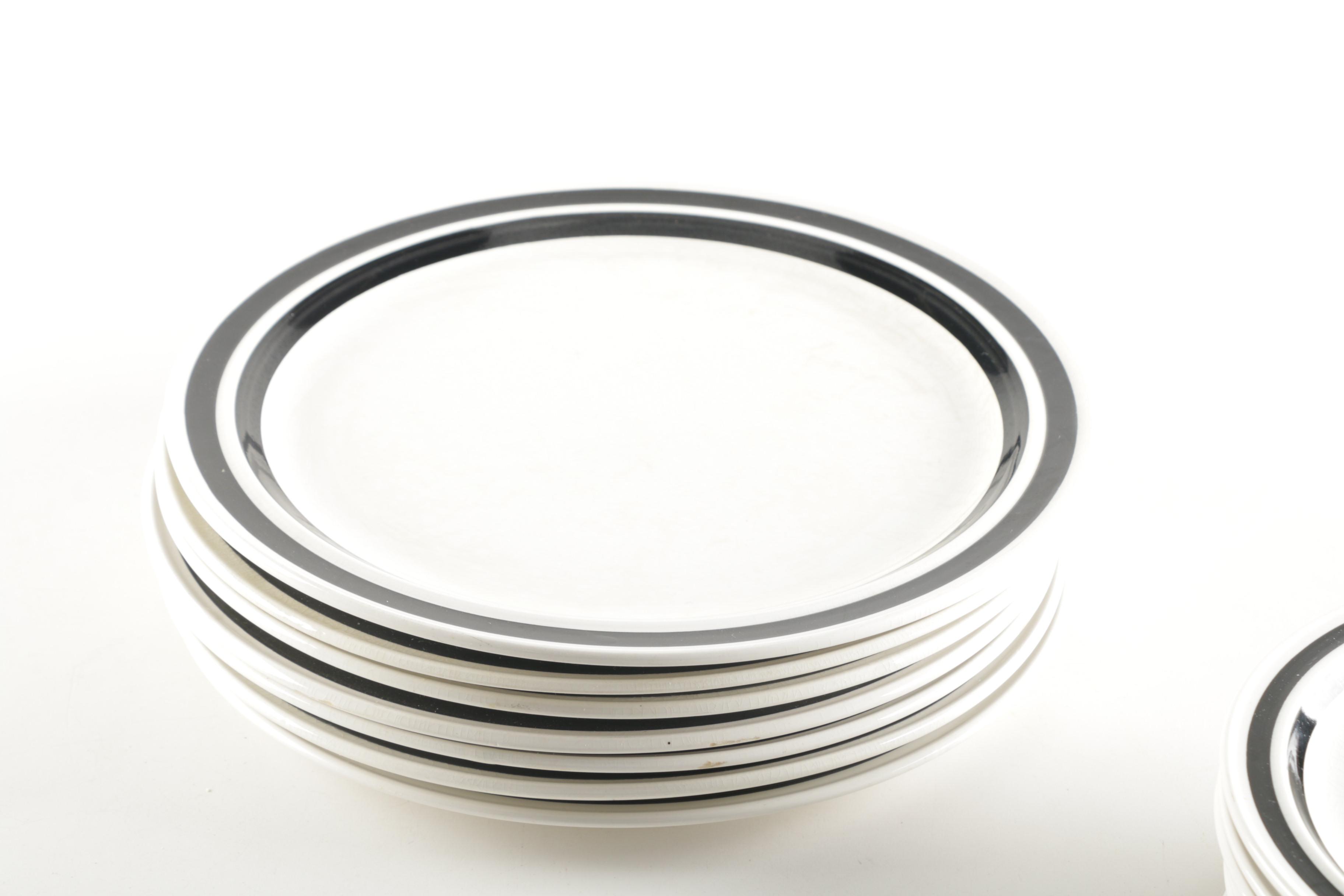 Hand Painted Lunastone "Nouveau Black" Dinnerware