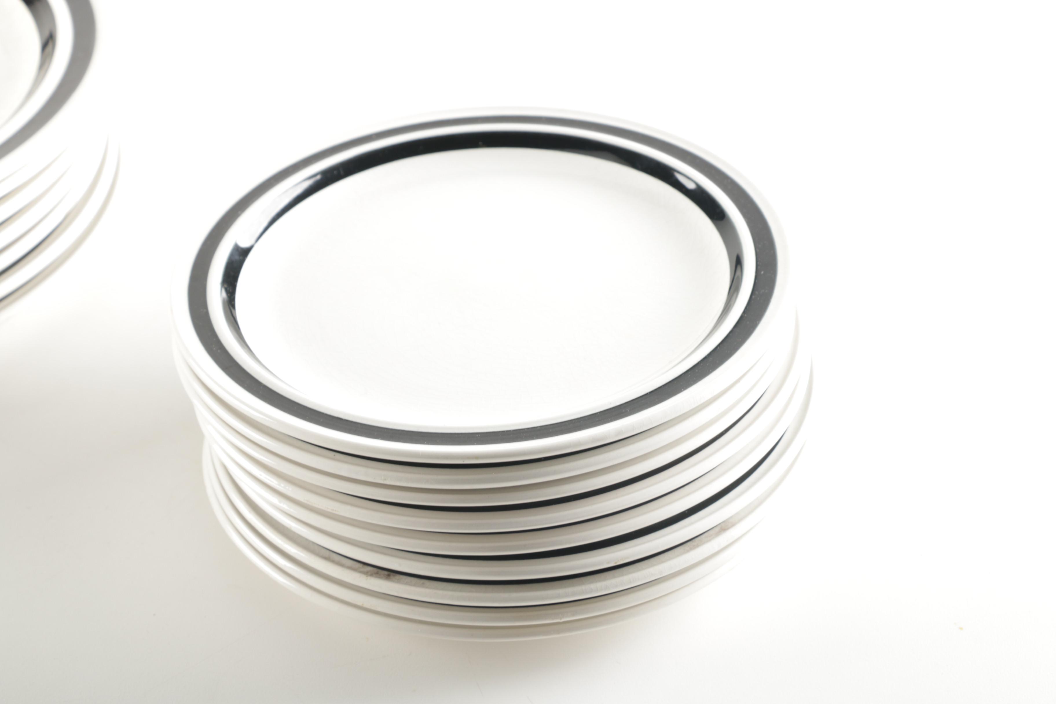 Hand Painted Lunastone "Nouveau Black" Dinnerware