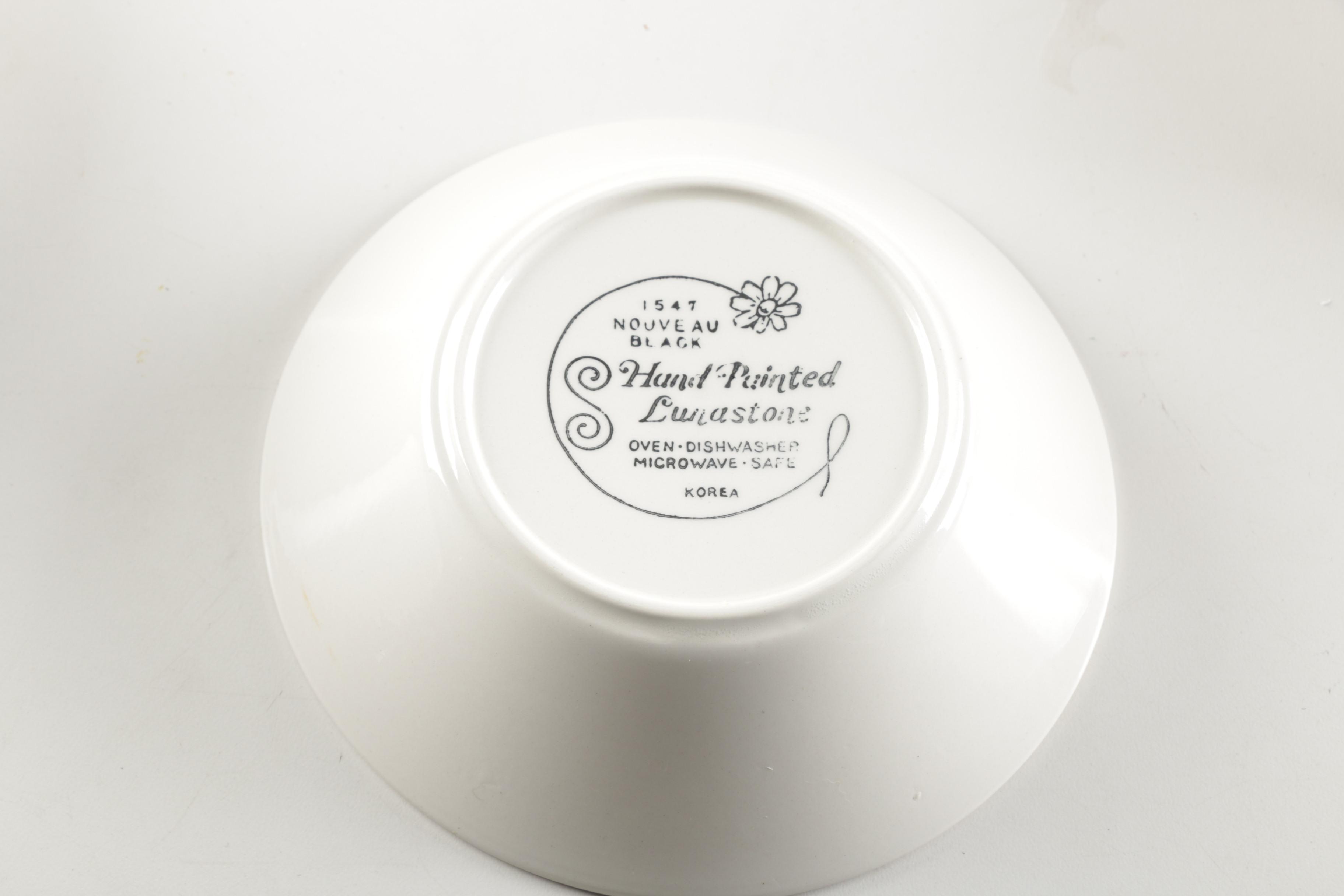 Hand Painted Lunastone "Nouveau Black" Dinnerware