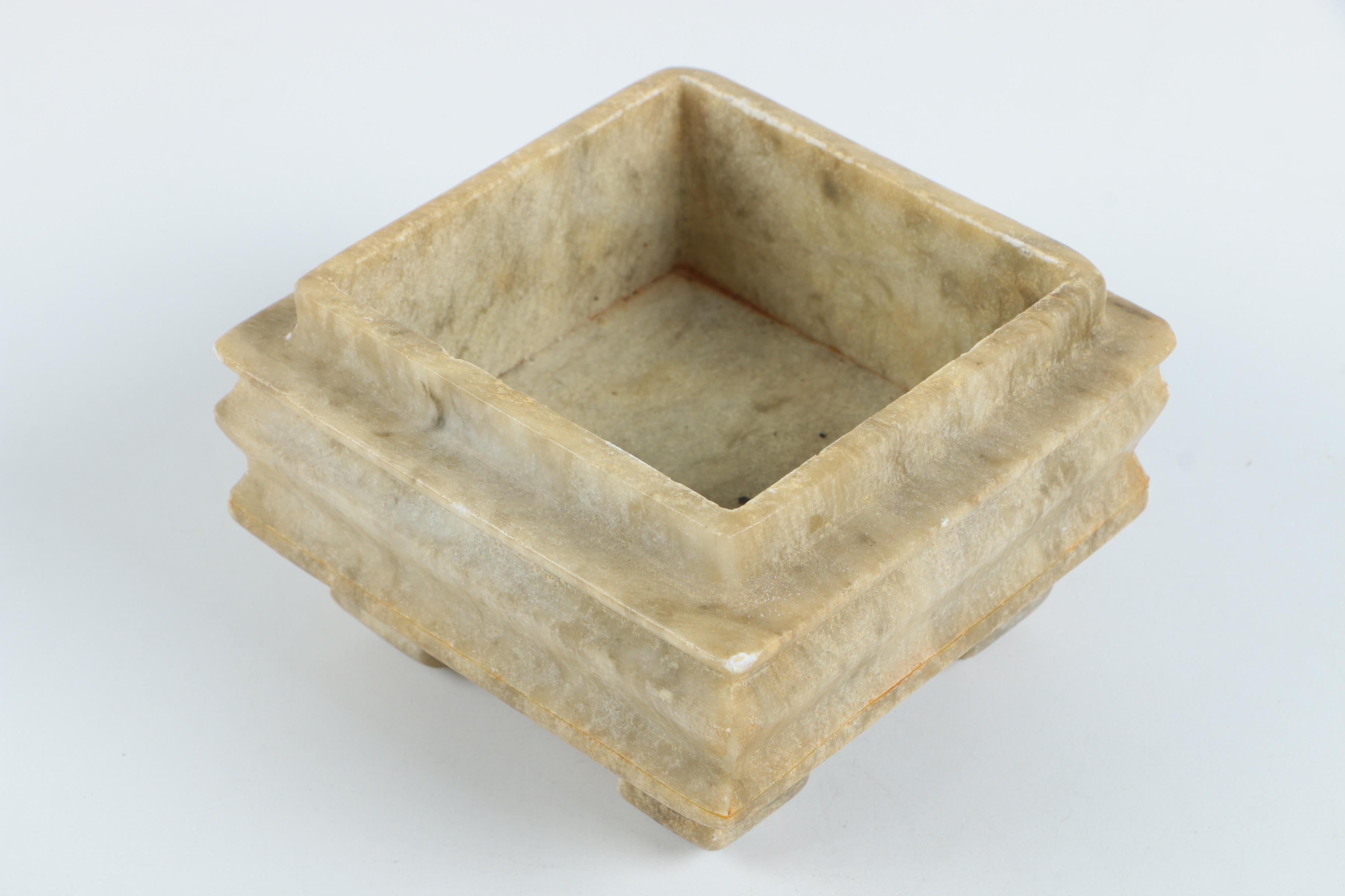 Vintage Alabaster Trinket Box and Candlestick