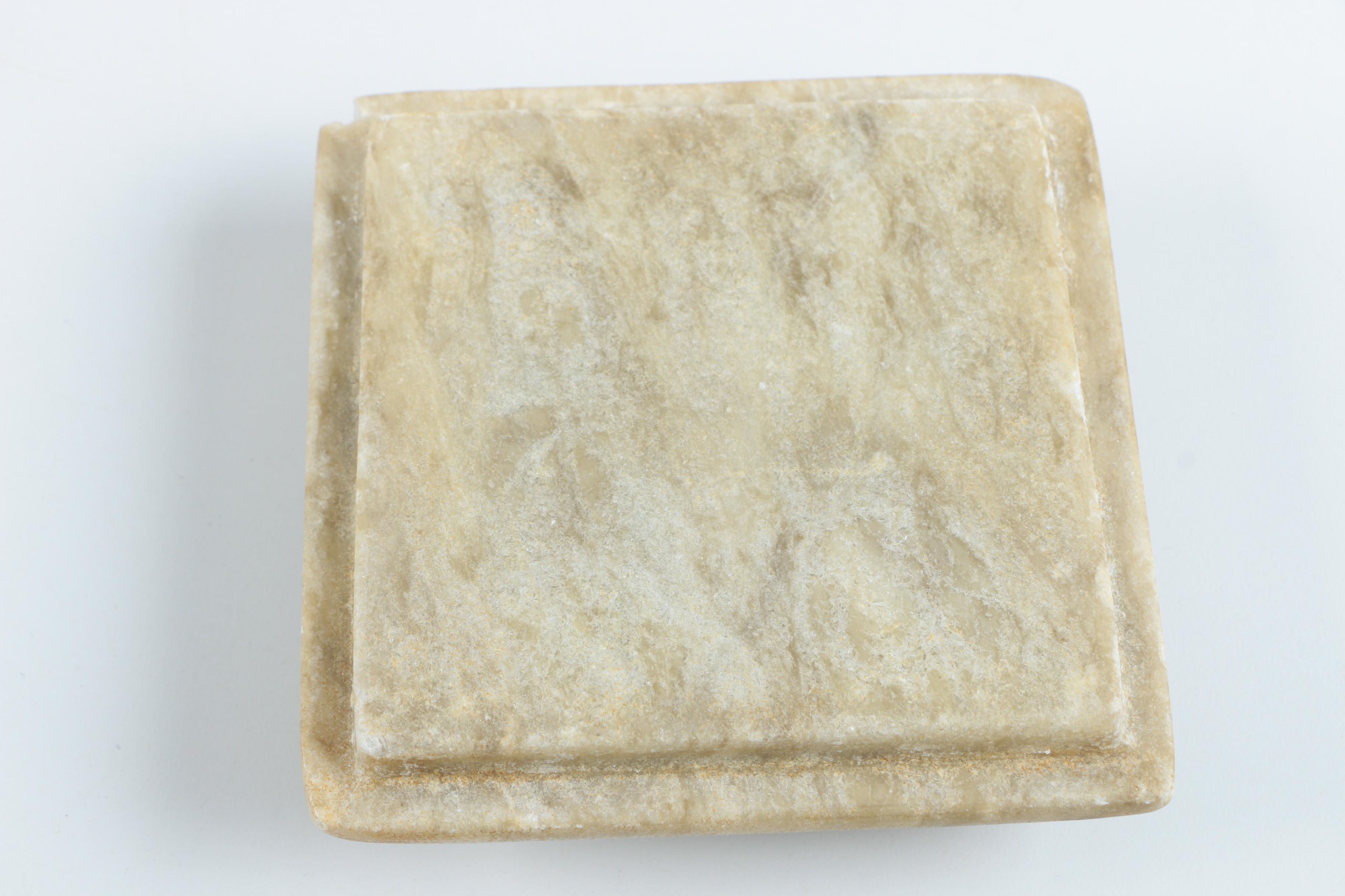 Vintage Alabaster Trinket Box and Candlestick