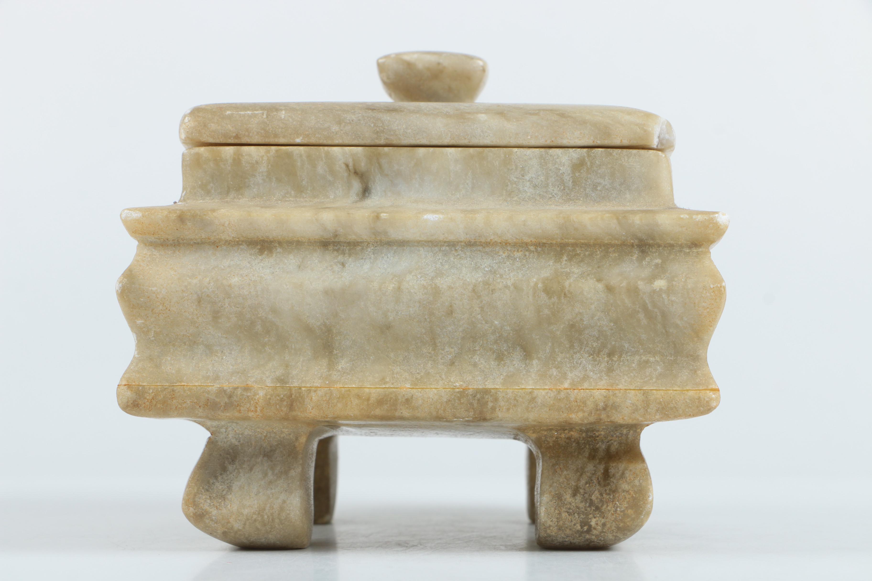 Vintage Alabaster Trinket Box and Candlestick