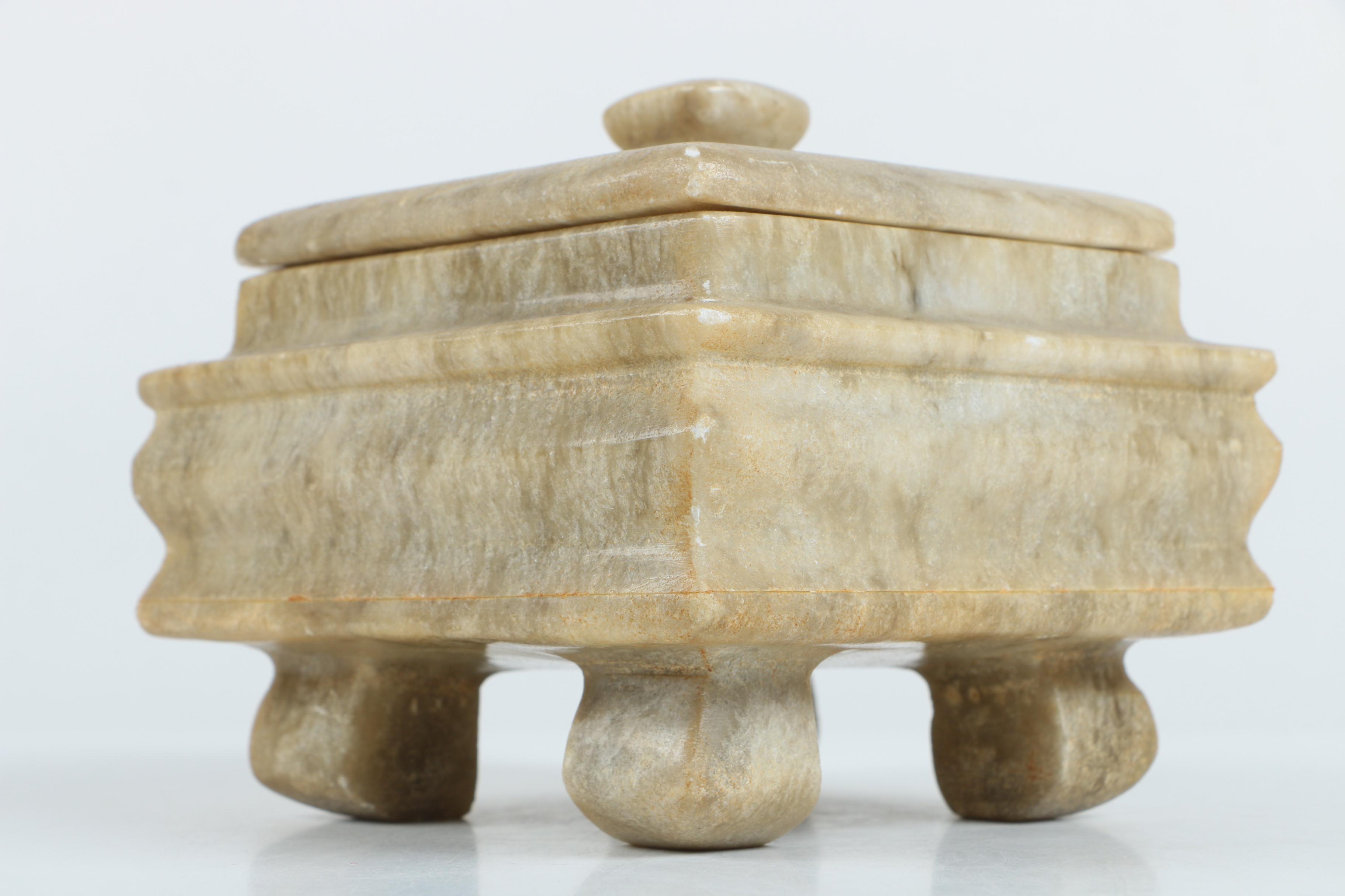 Vintage Alabaster Trinket Box and Candlestick