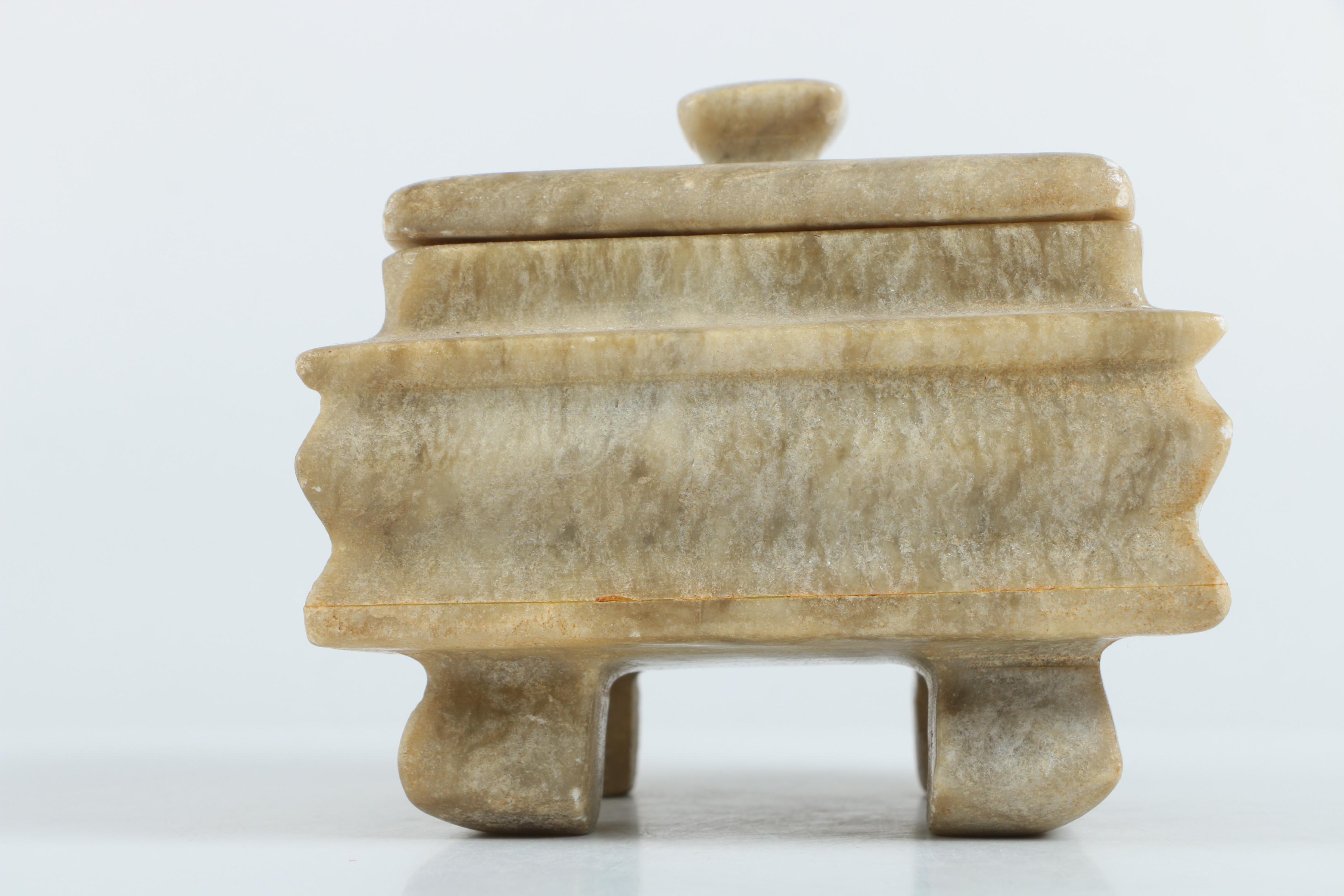 Vintage Alabaster Trinket Box and Candlestick