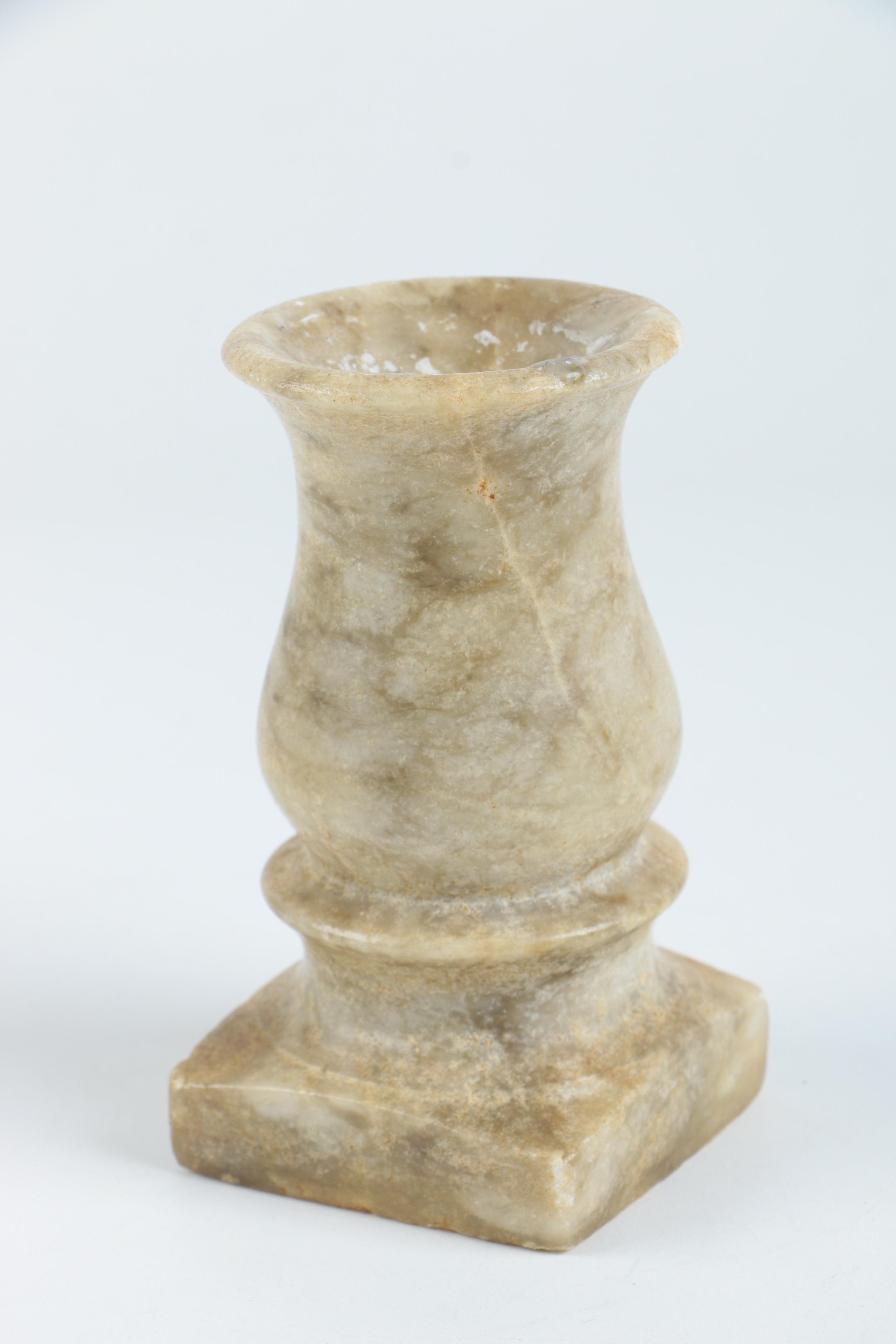 Vintage Alabaster Trinket Box and Candlestick
