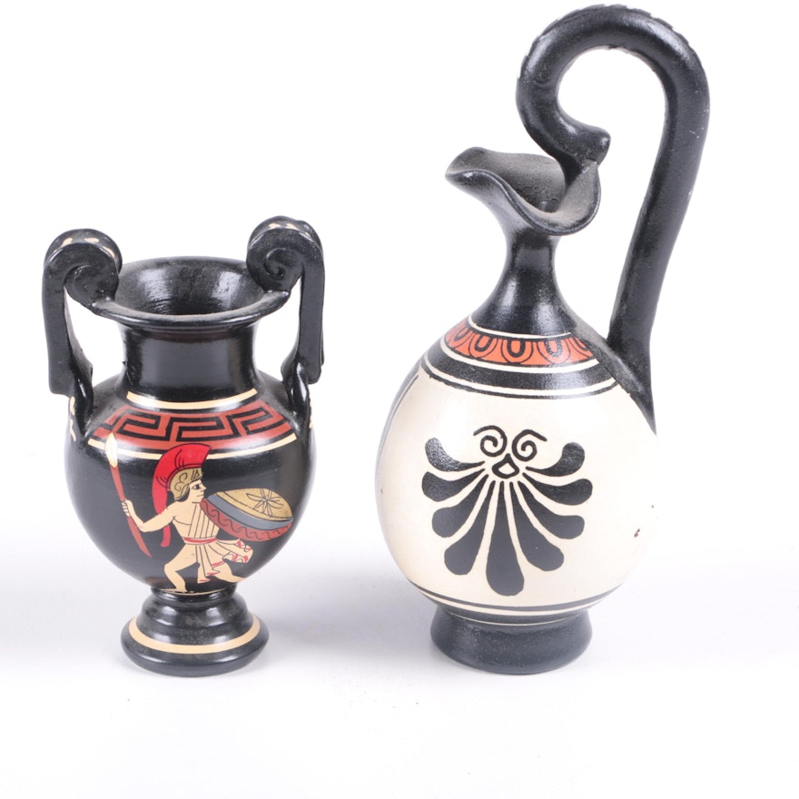 Pair of Hand Painted Greek Vases