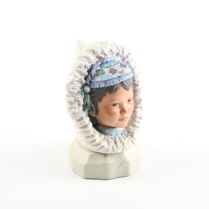 Cybis Porcelain Eskimo Girl Bust "Nanuq, Little Polar Bear"